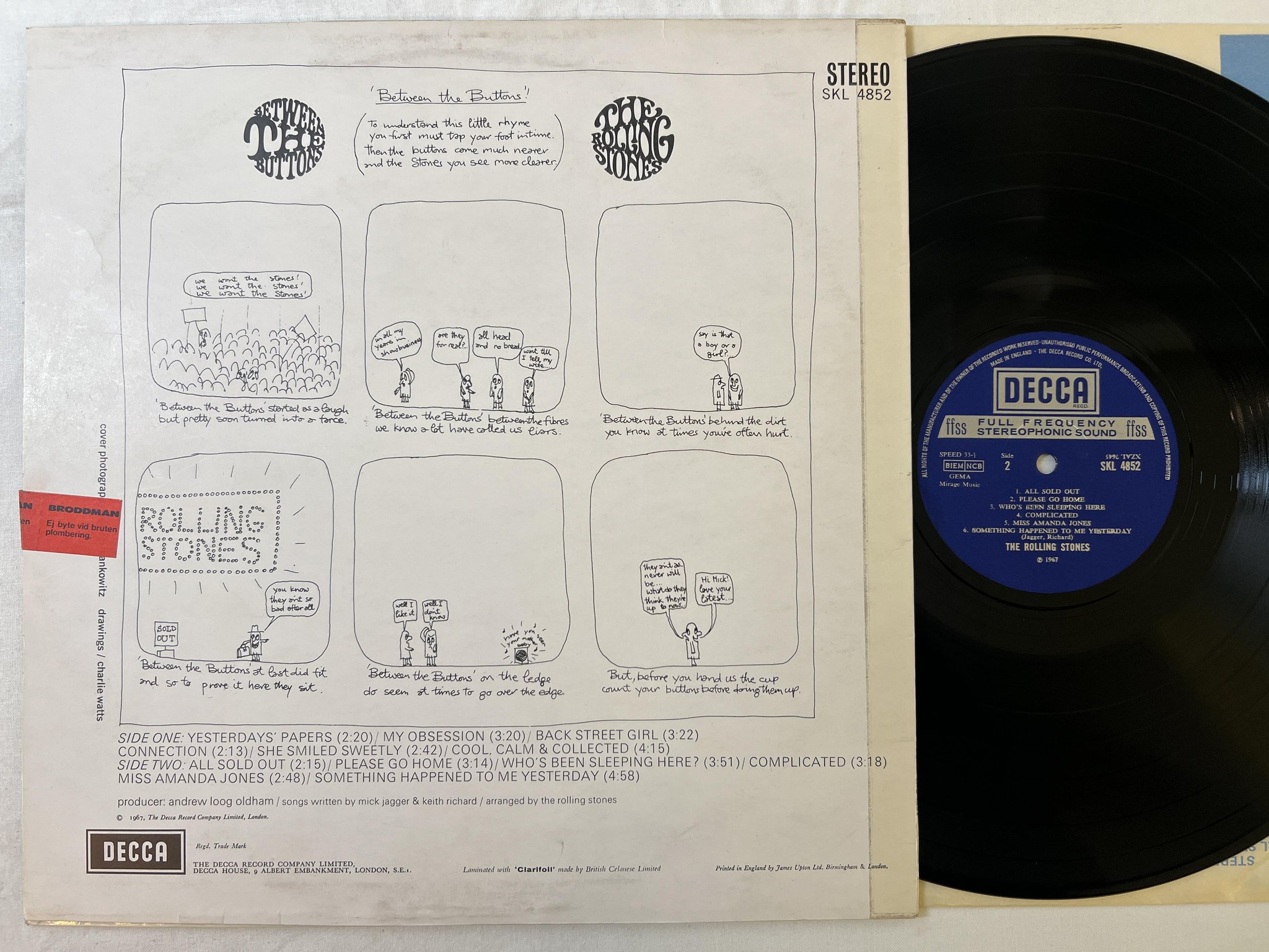 Omslagsbild för skivan THE ROLLING STONES between the buttons LP UK DECCA SKL 4852