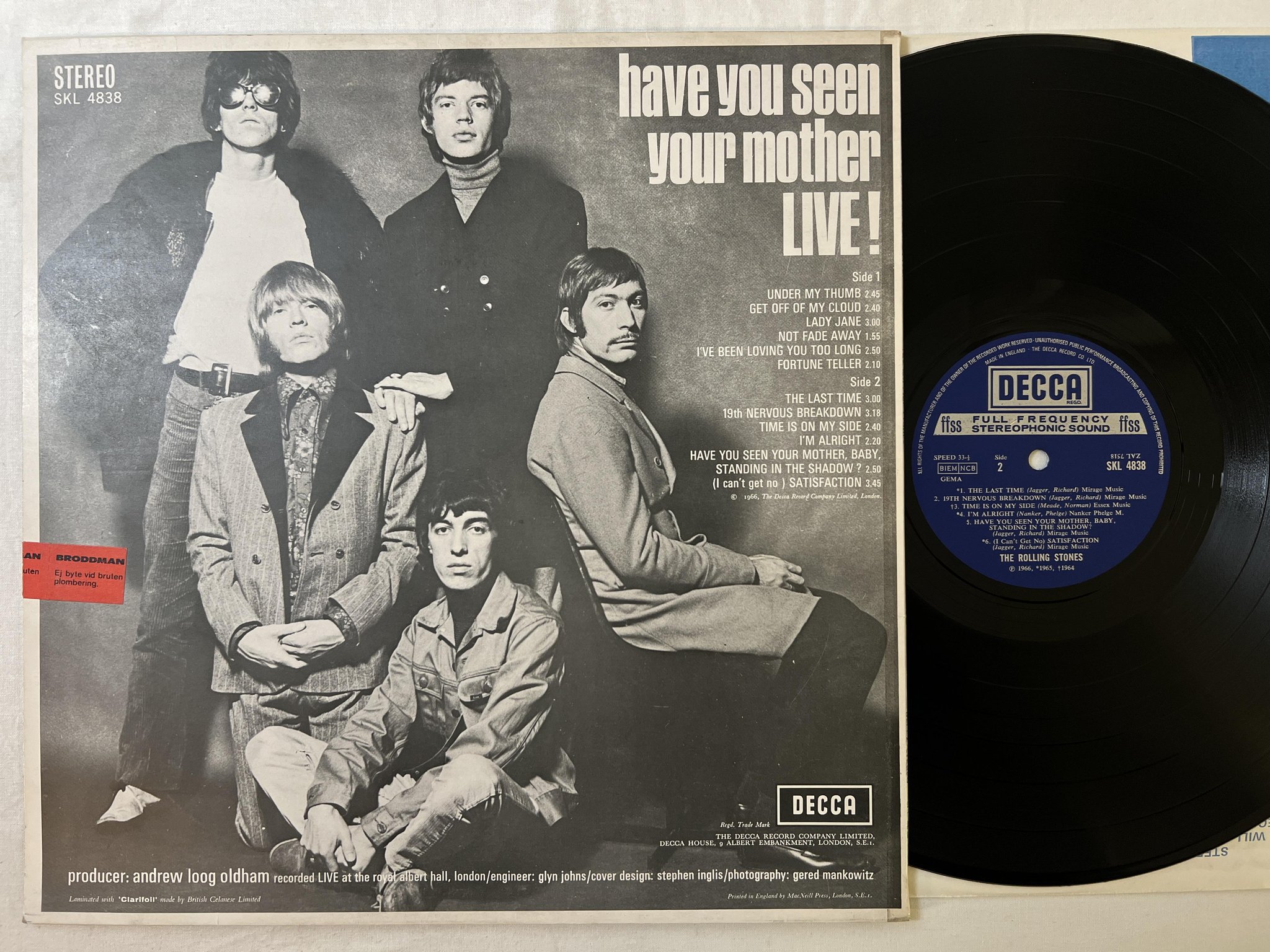 Omslagsbild för skivan THE ROLLING STONES have you seen your mother LIVE! LP UK DECCA SKL 4838