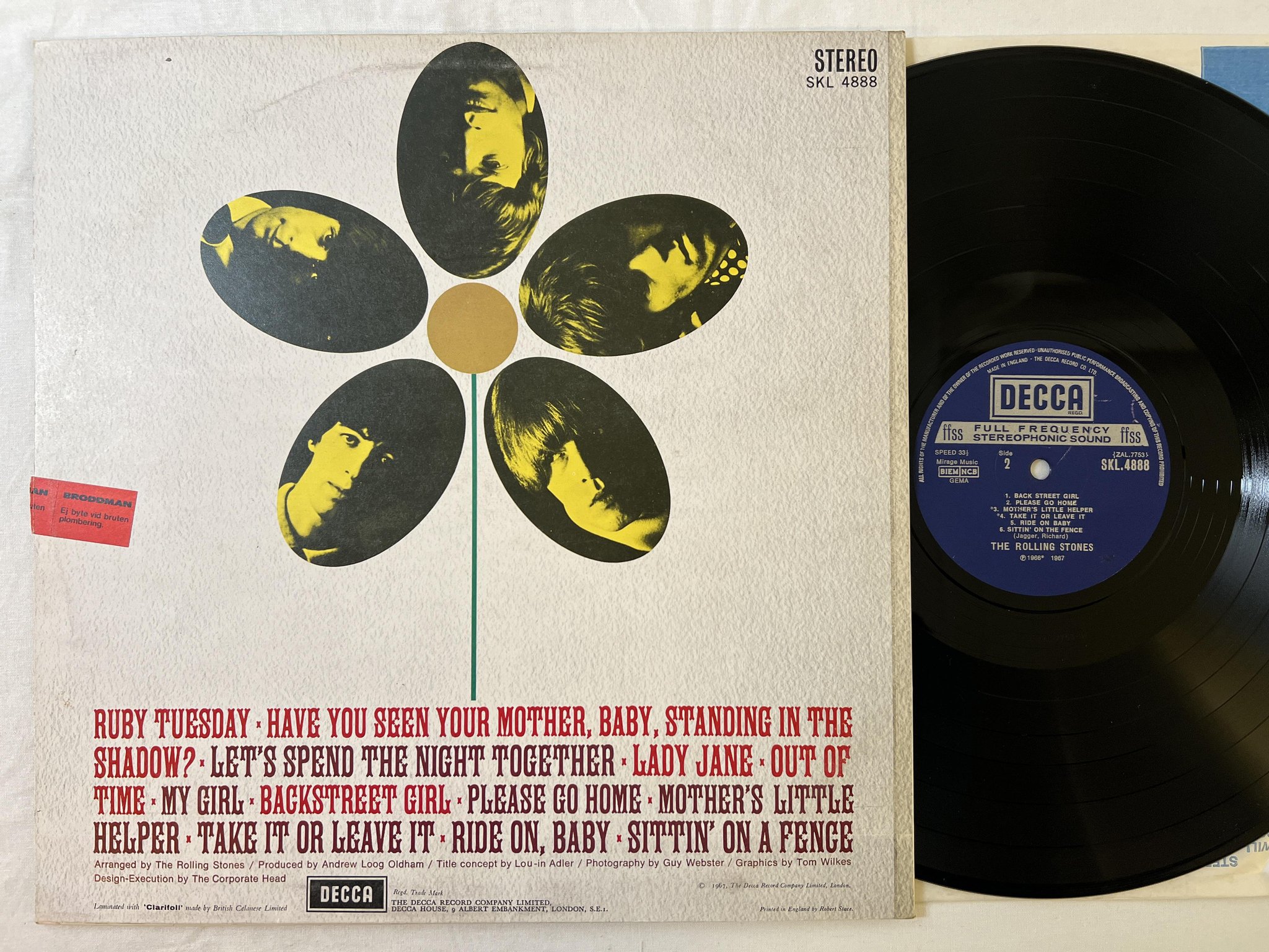 Omslagsbild för skivan THE ROLLING STONES flowers LP UK DECCA SKL 4888