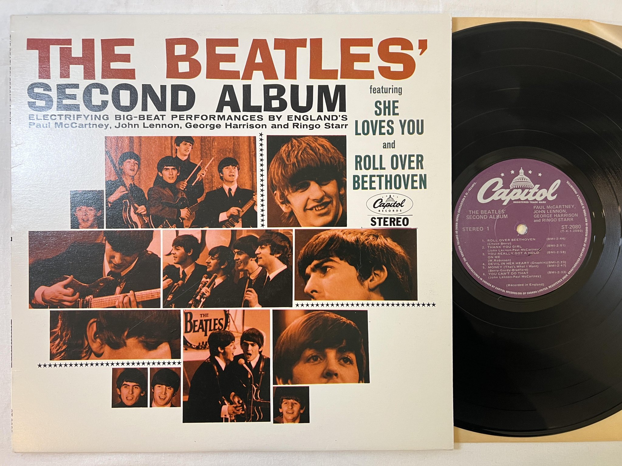 Omslagsbild för skivan THE BEATLES second album LP re Can CAPITOL ST 2080