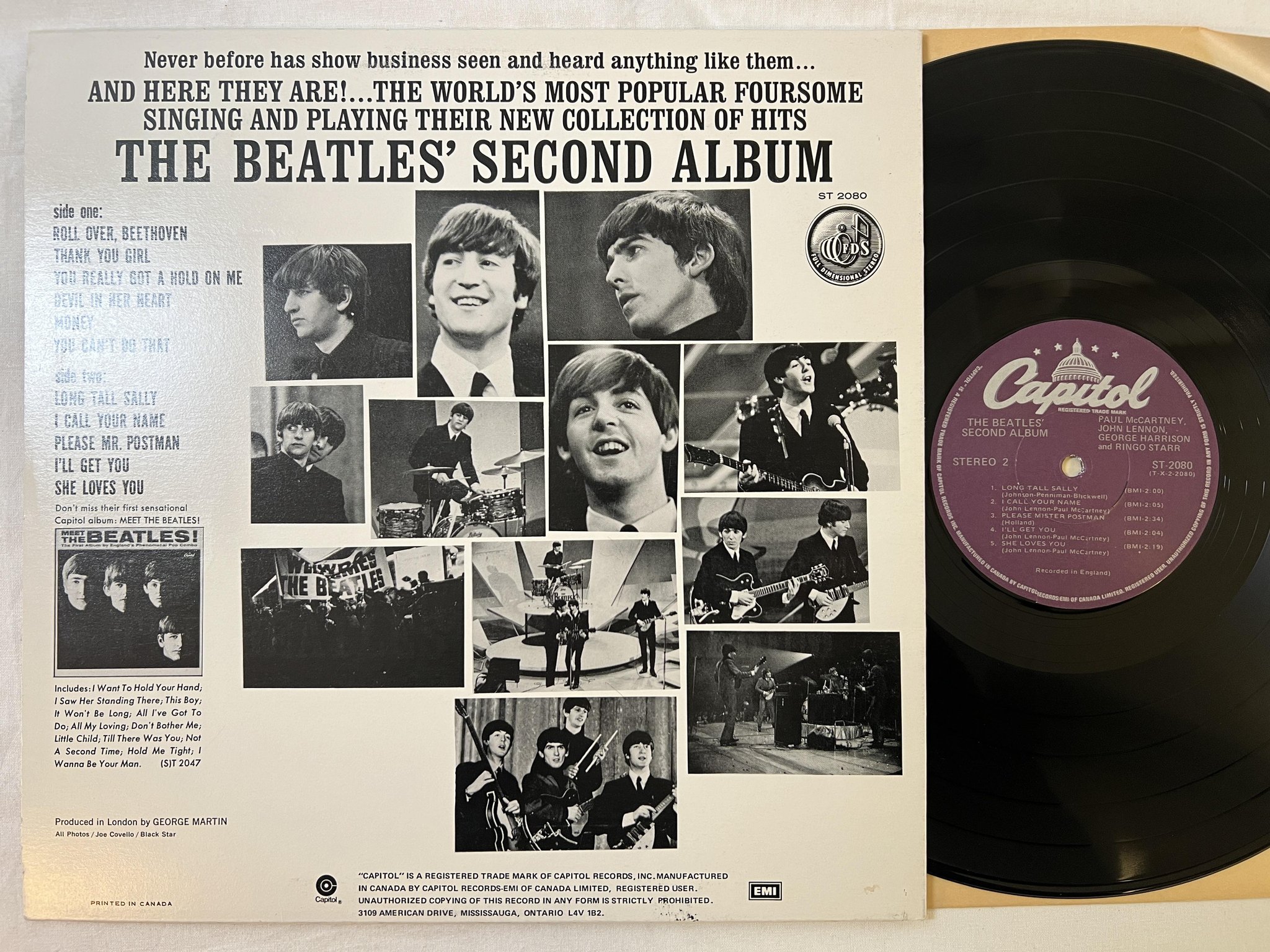 Omslagsbild för skivan THE BEATLES second album LP re Can CAPITOL ST 2080