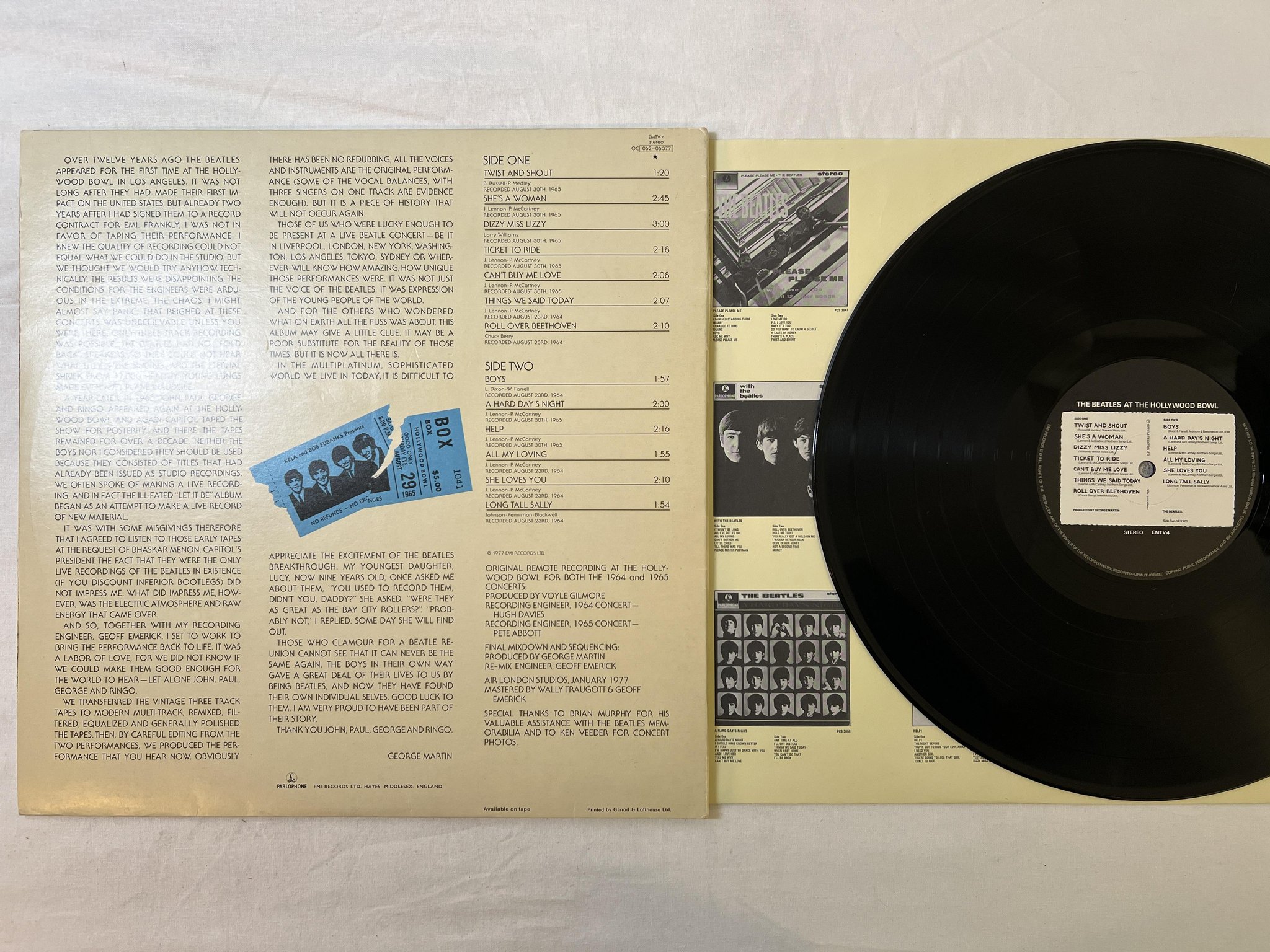 Omslagsbild för skivan THE BEATLES at the Hollywood bowl LP UK PARLOPHONE EMTV 4