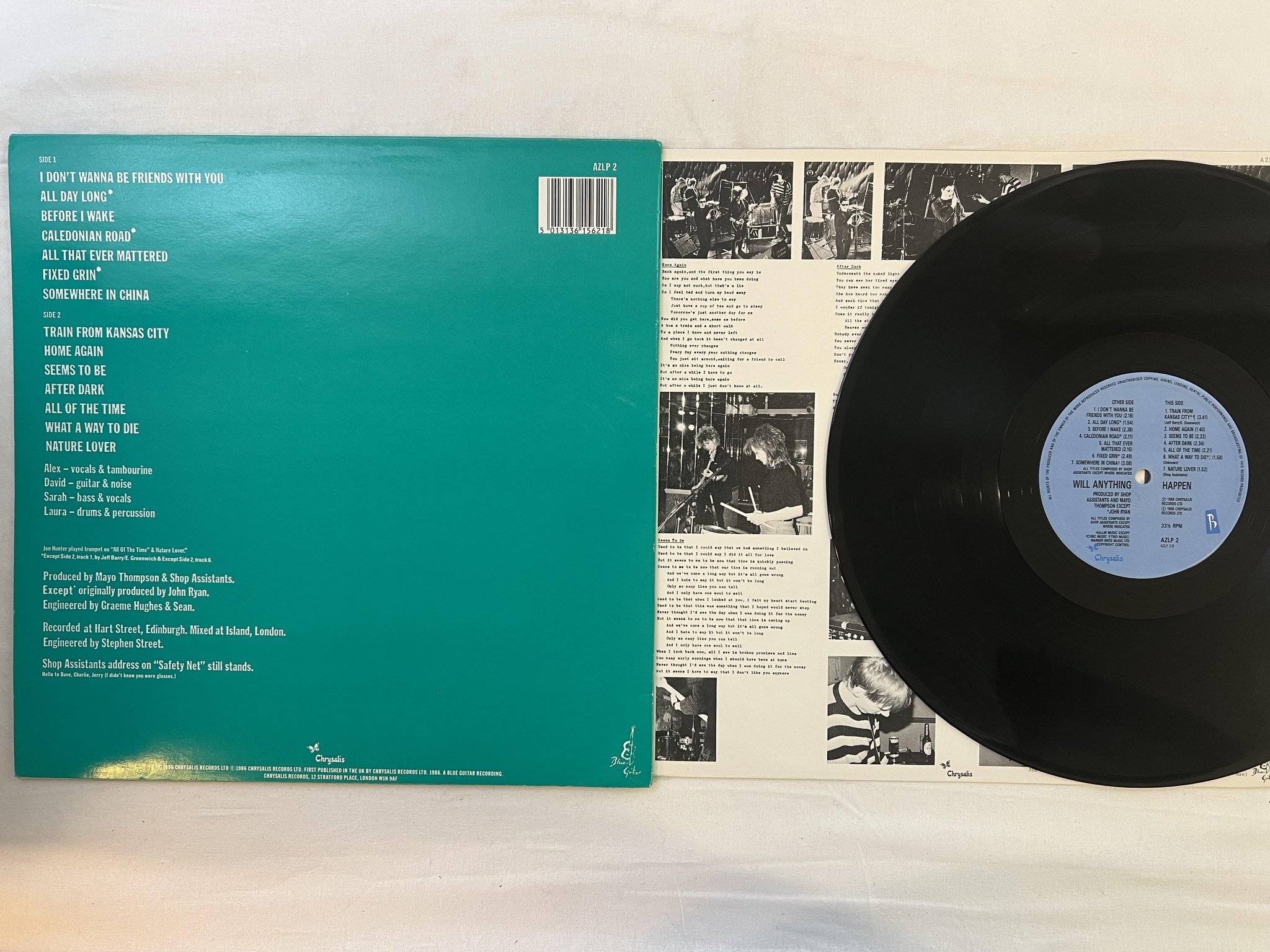 Omslagsbild för skivan SHOP ASSISTANTS will anything happen LP -86 UK BLUE GUITAR AZLP 2