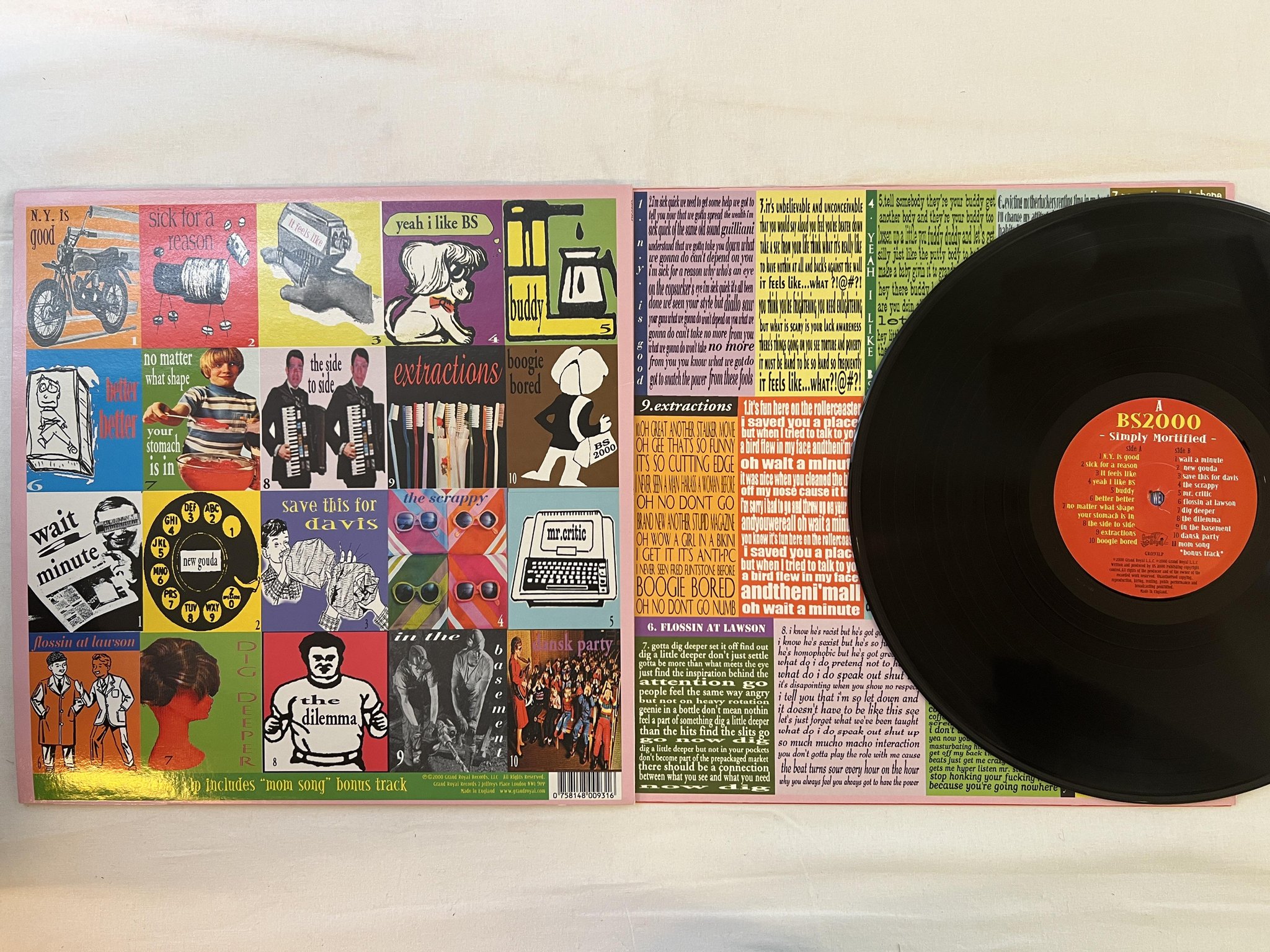 Omslagsbild för skivan BS 2000 Simply Mortified LP 2001 UK grand royal GR093LP electronic breaks