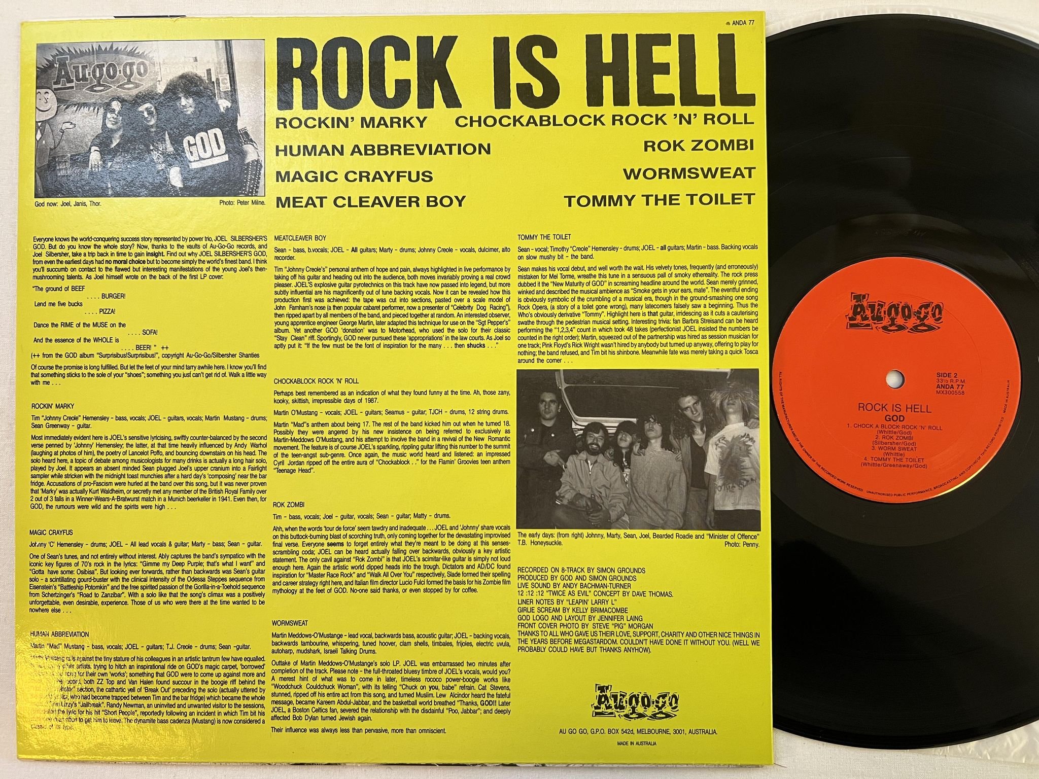 Omslagsbild för skivan GOD rock is hell LP -88 Australia AU GO GO ANDA 77