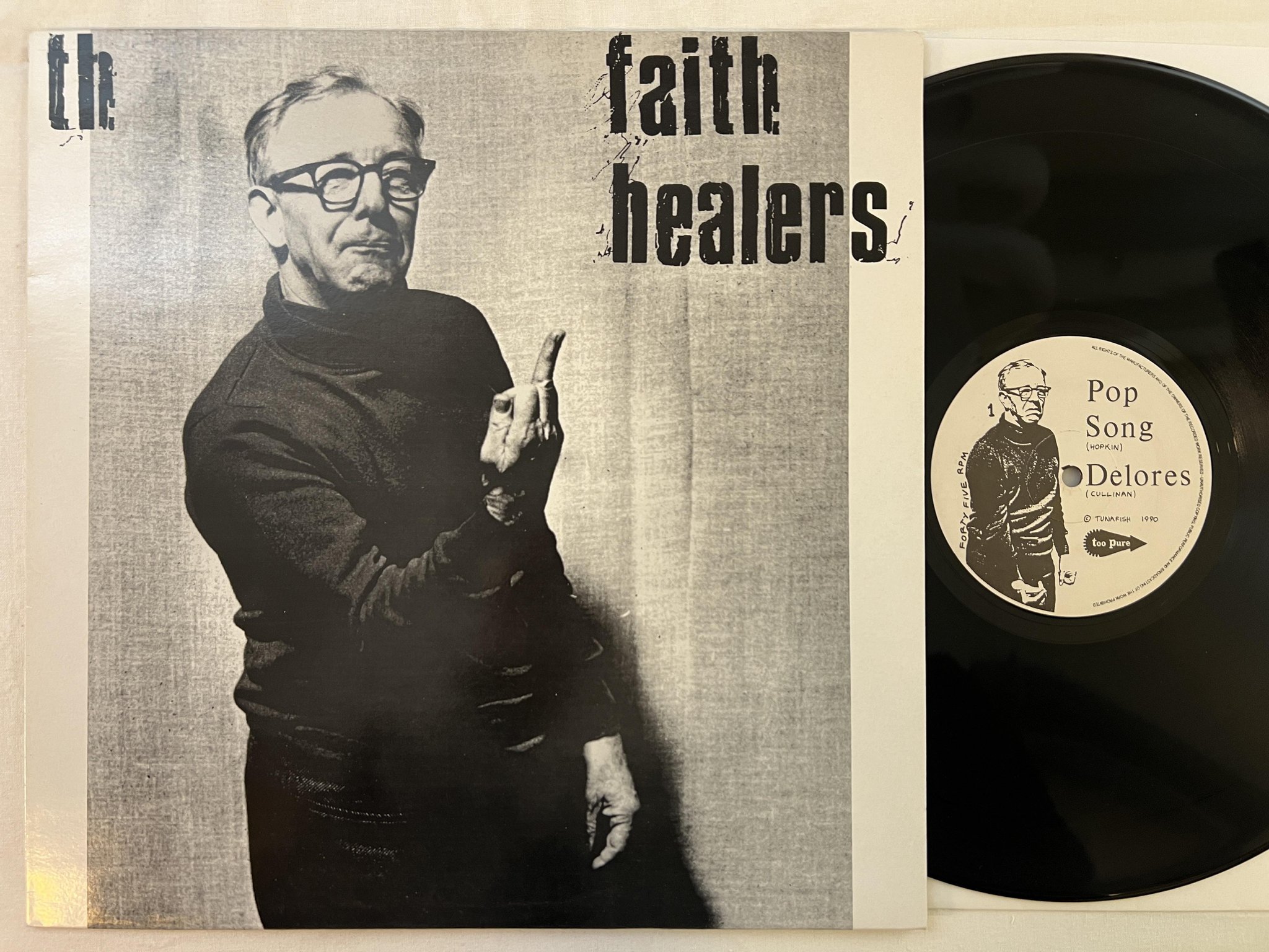 Omslagsbild för skivan TH' FAITH HEALERS Pop Song Delores And Slag 12" -90 UK TOO PURE PURE-2