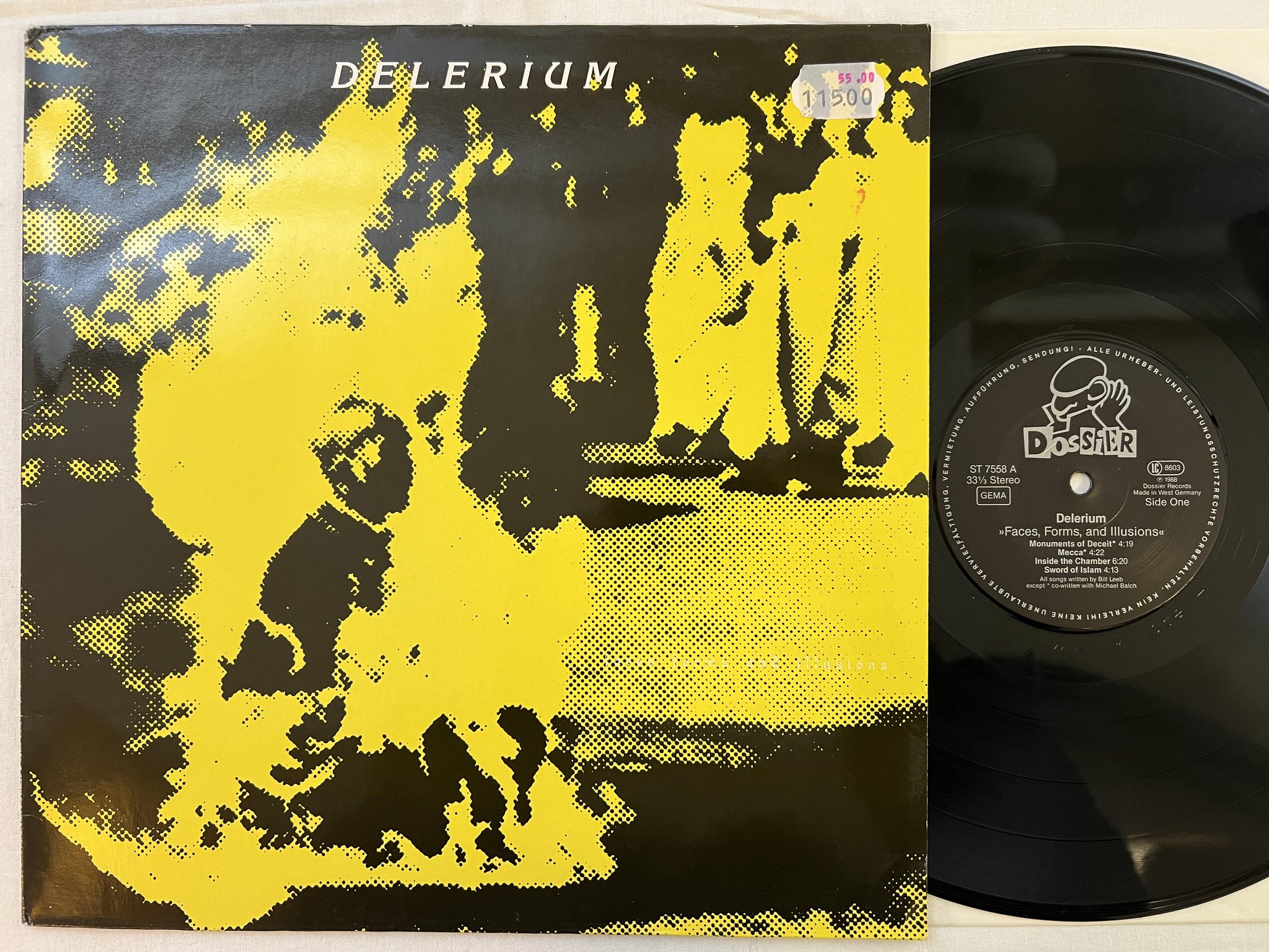Omslagsbild för skivan DELERIUM faces forms and illusions LP -88 Ger DOSHIER ST 7558 ambient