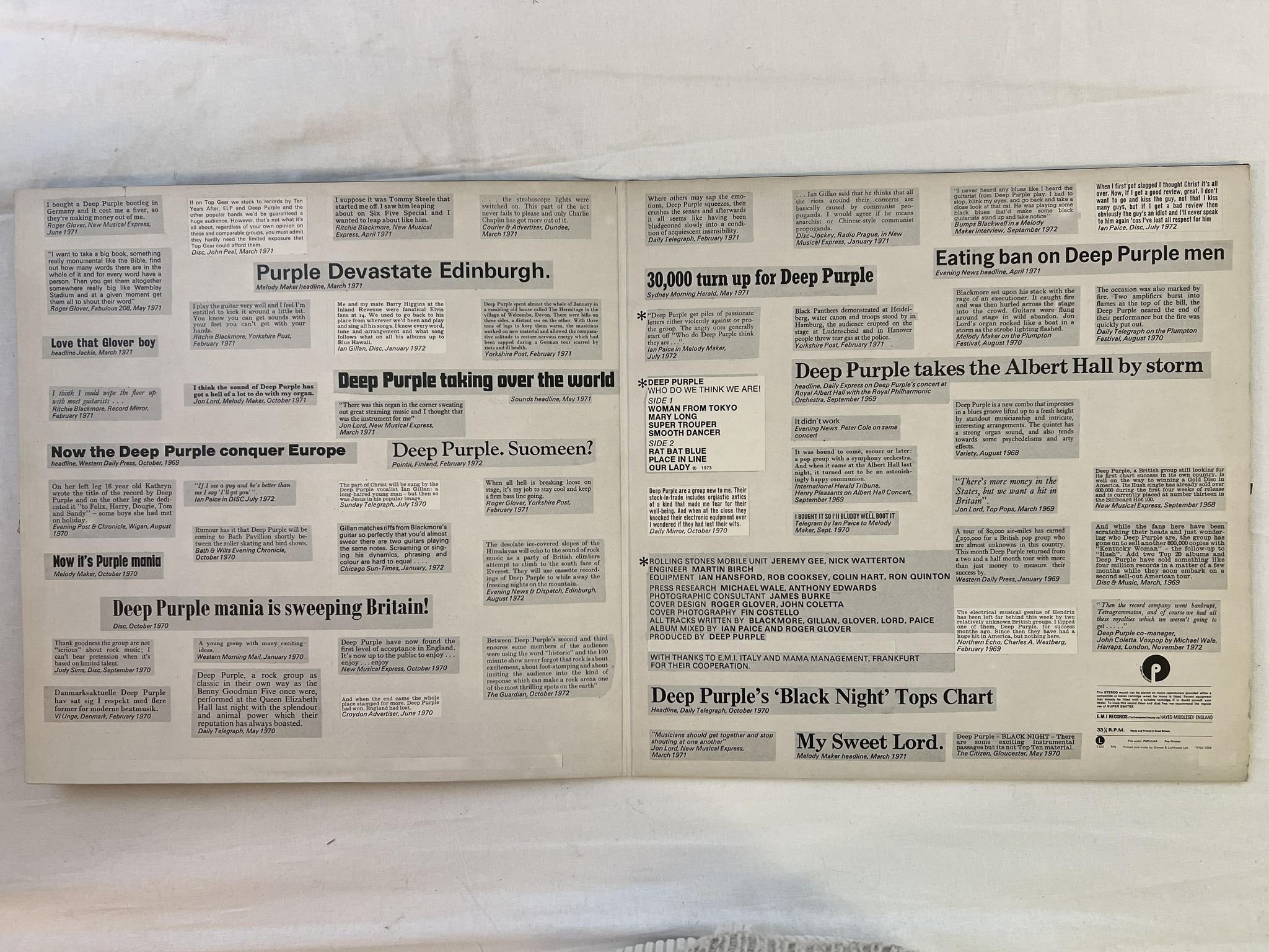 Omslagsbild för skivan DEEP PURPLE who do we think we are! LP -73 UK PURPLE TPSA 7508