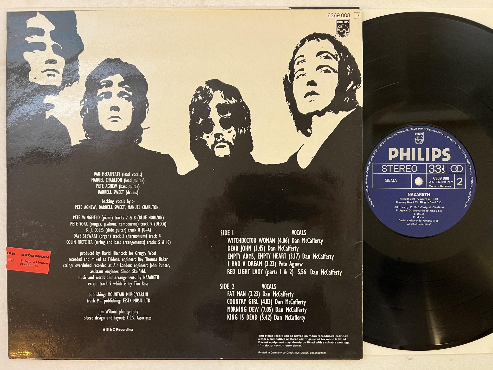 Omslagsbild för skivan NAZARETH s/t LP Ger PHILIPS 6369 008