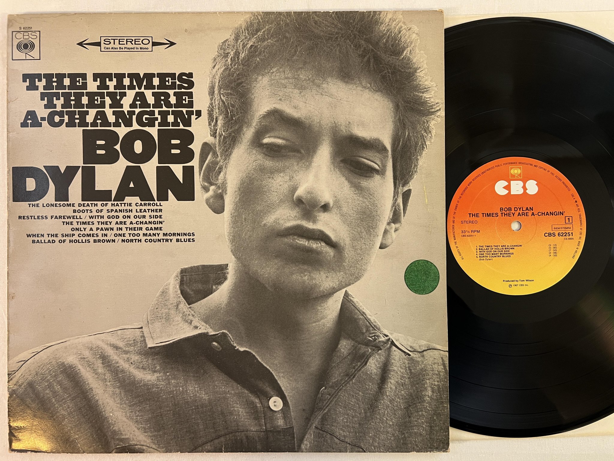 Omslagsbild för skivan BOB DYLAN the times they are a-changin' LP Hol CBS 62251