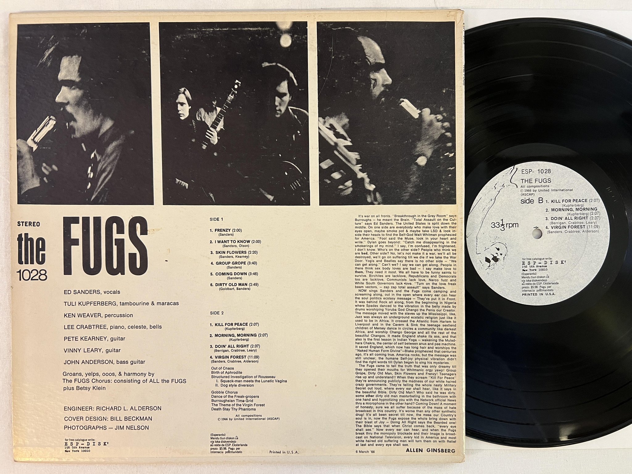 Omslagsbild för skivan THE FUGS s/t LP re US ESP DISK ESP-1028 56 5th Avenue address