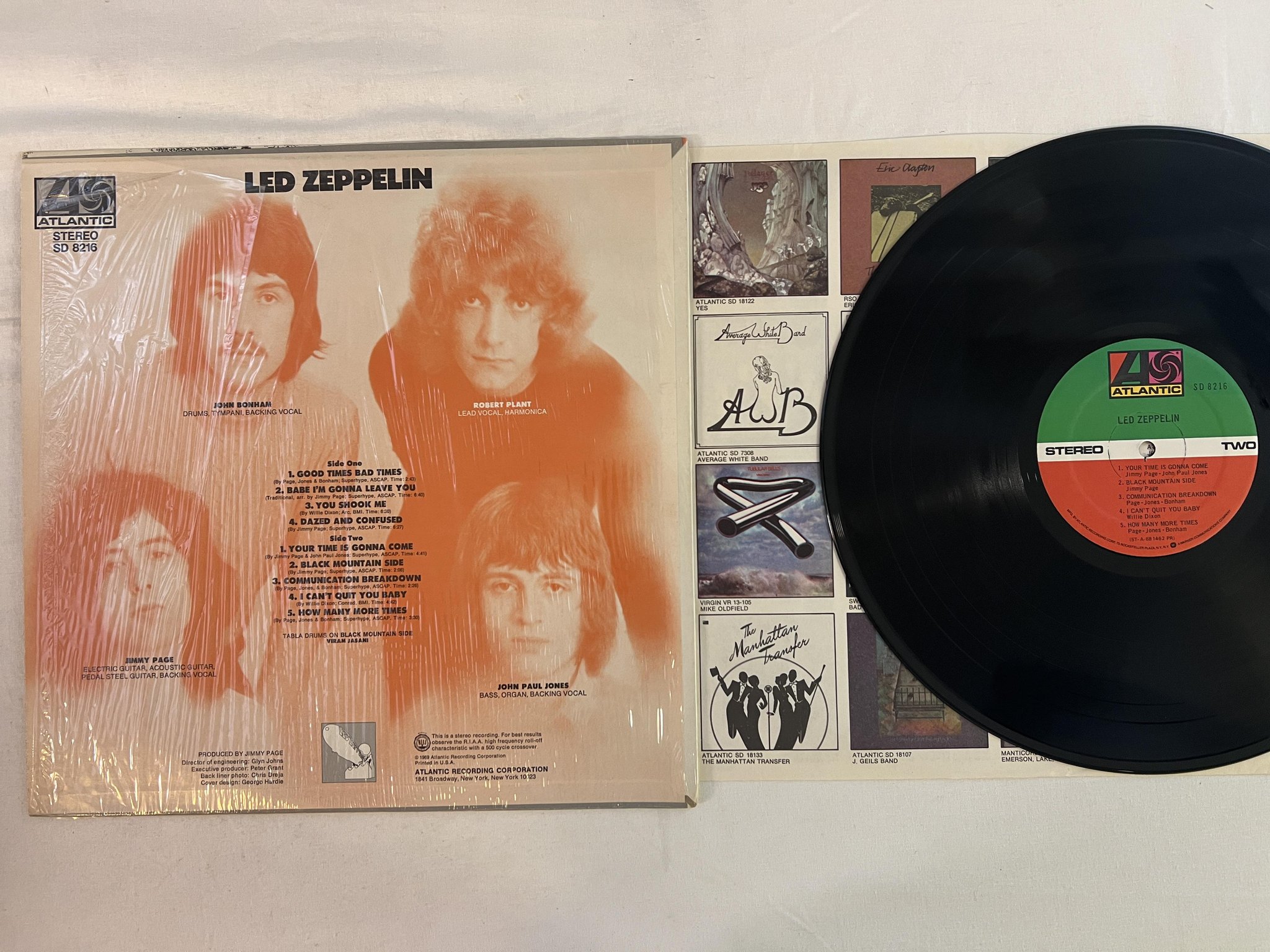 Omslagsbild för skivan LED ZEPPELIN LP debut album re US ATLANTIC SD 8216