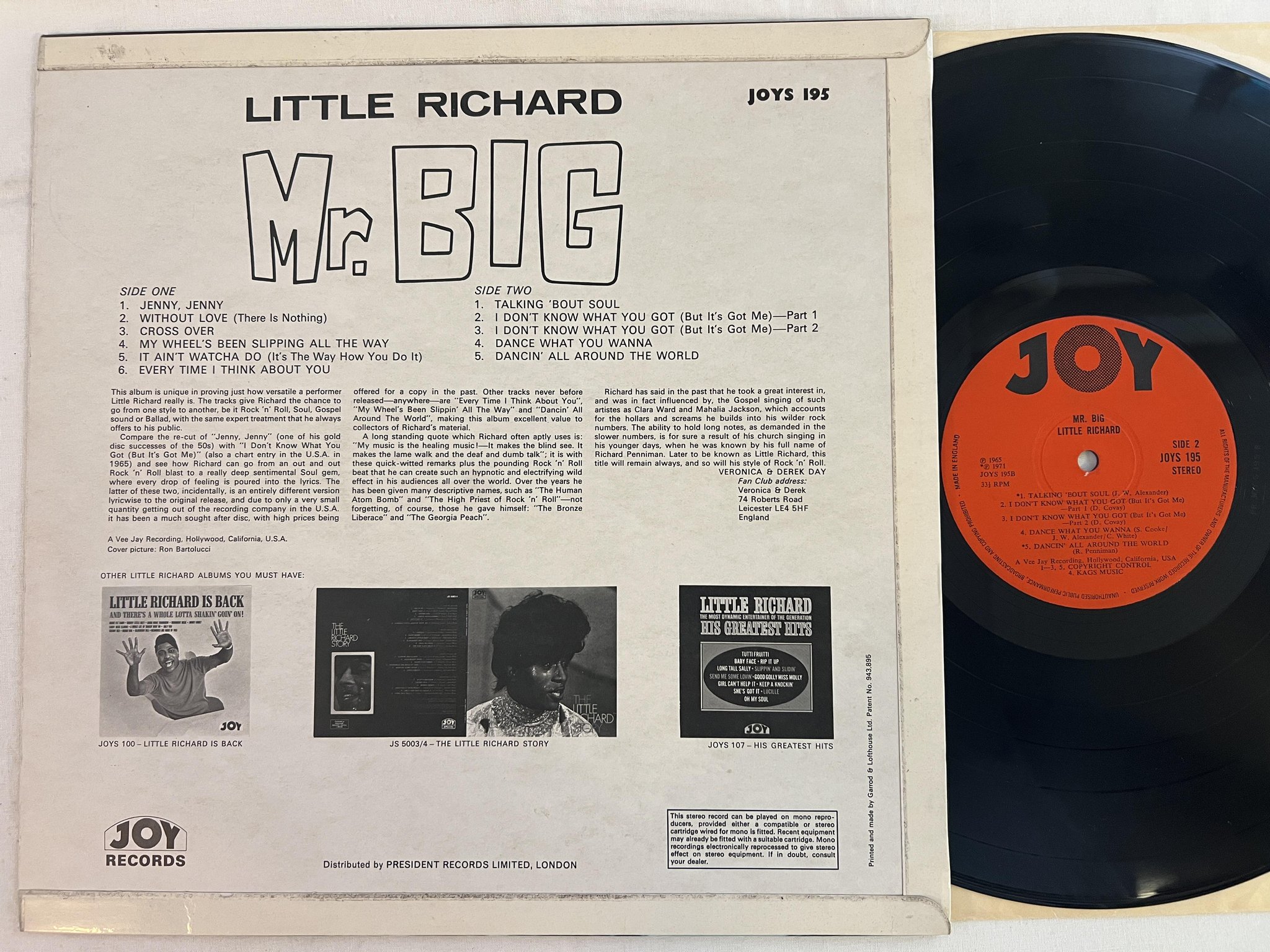 Omslagsbild för skivan LITTLE RICHARD Mr Big LP UK JOY JOYS 195