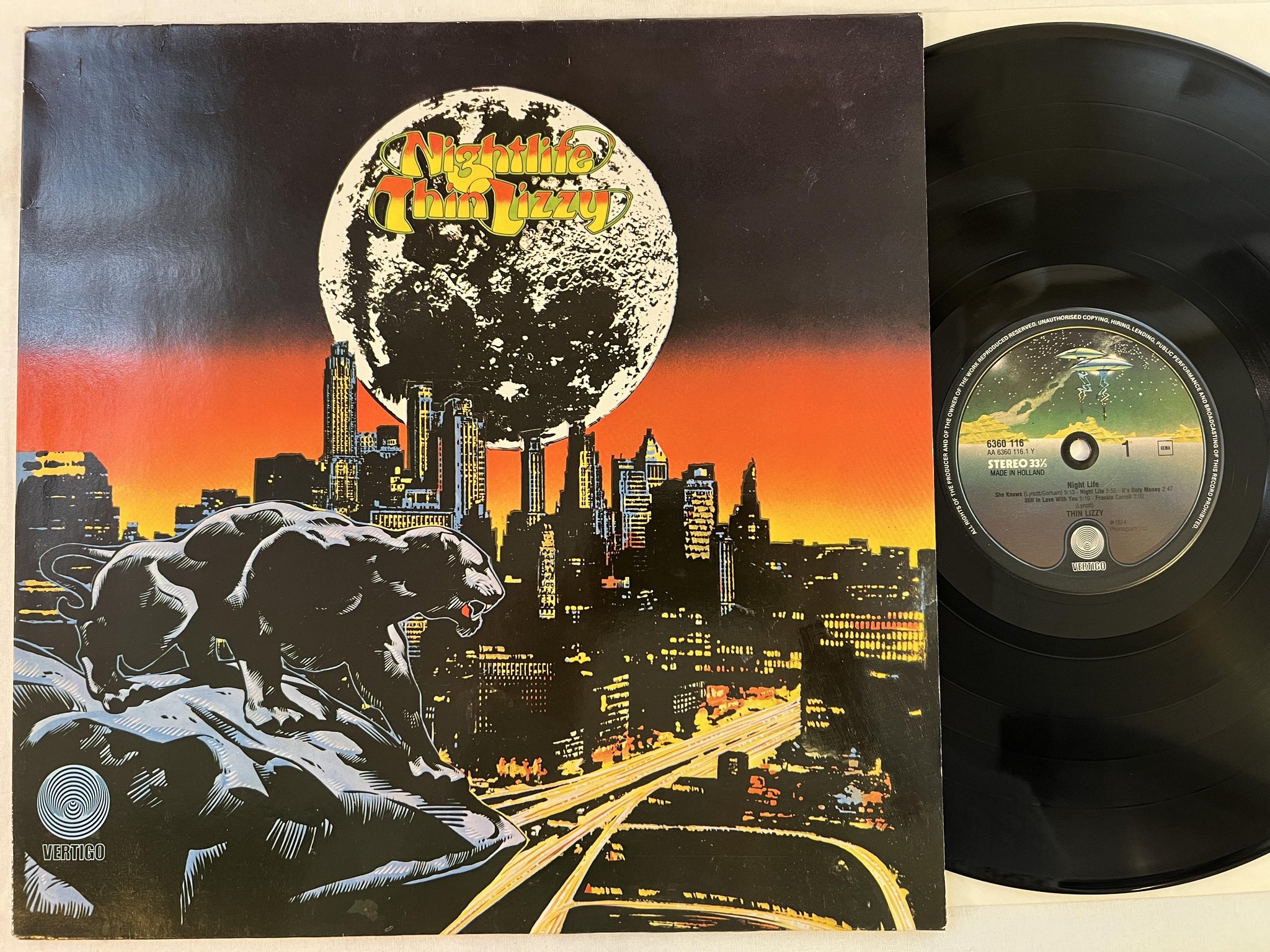 Omslagsbild för skivan THIN LIZZY night life LP Ger VERTIGO 6360 116