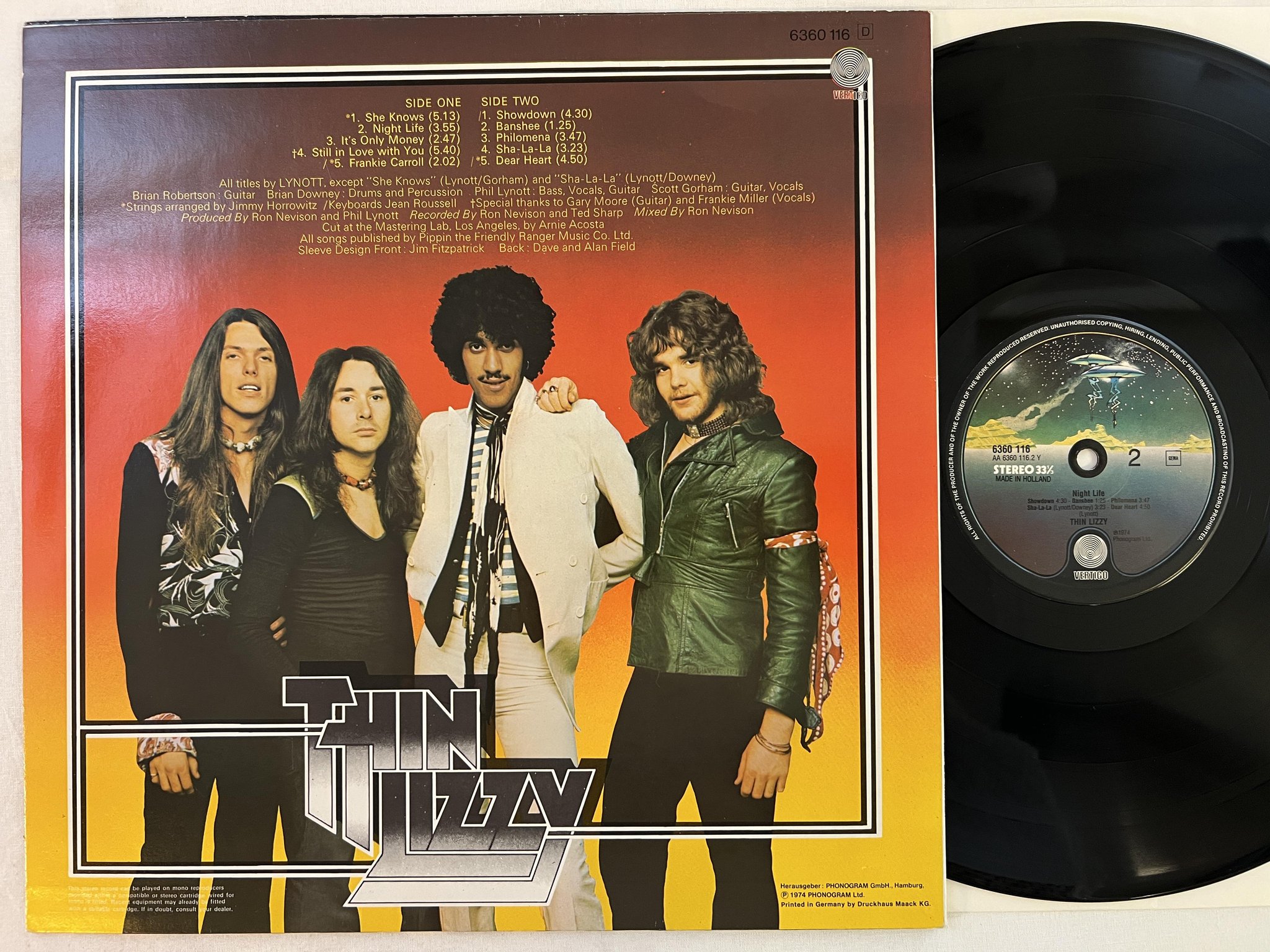 Omslagsbild för skivan THIN LIZZY night life LP Ger VERTIGO 6360 116
