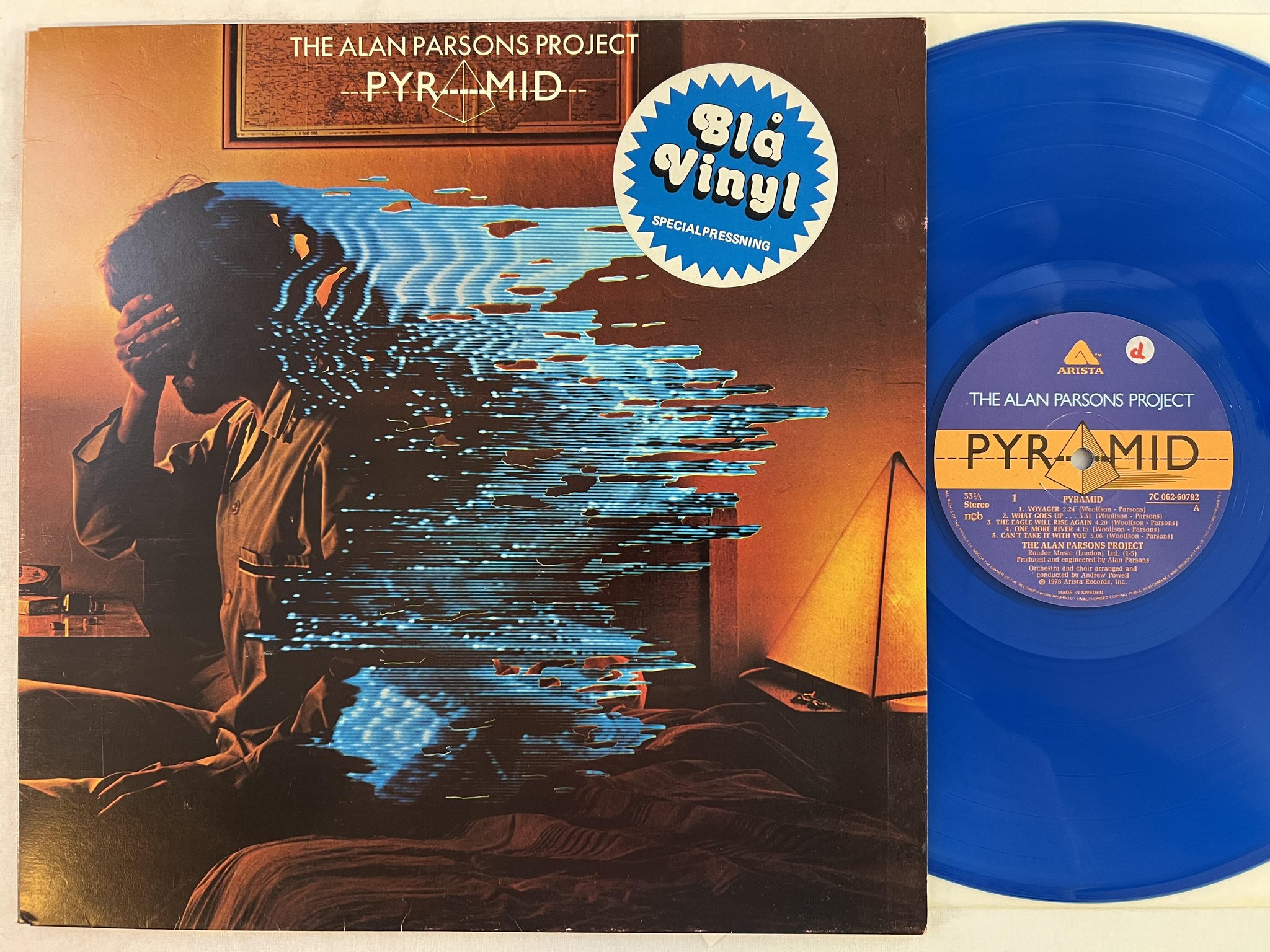 Omslagsbild för skivan ALAN PARSONS PROJECT pyramid LP -78 Swe ARISTA 7C 062-60792 ** BLUE VINYL **