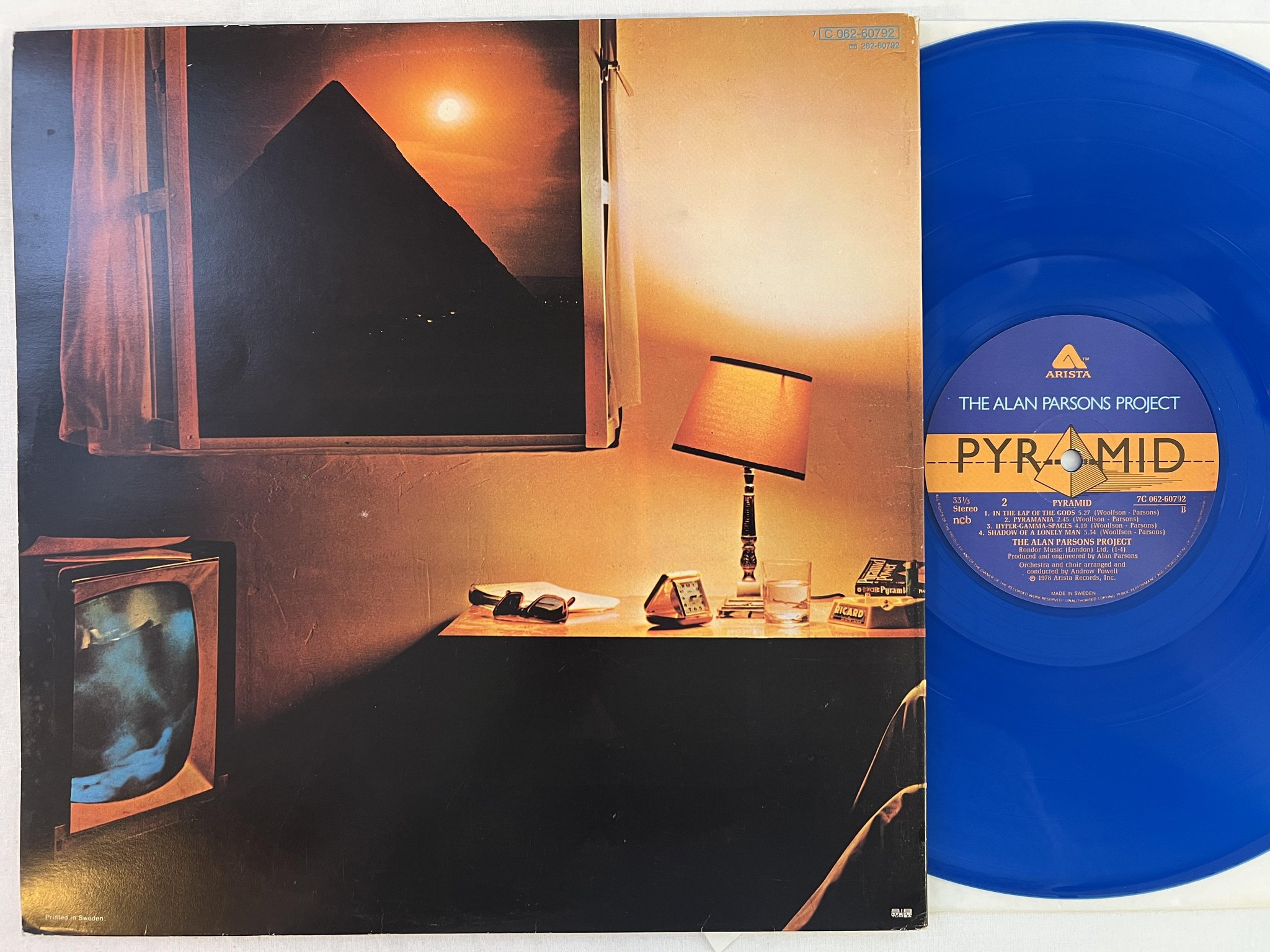 Omslagsbild för skivan ALAN PARSONS PROJECT pyramid LP -78 Swe ARISTA 7C 062-60792 ** BLUE VINYL **