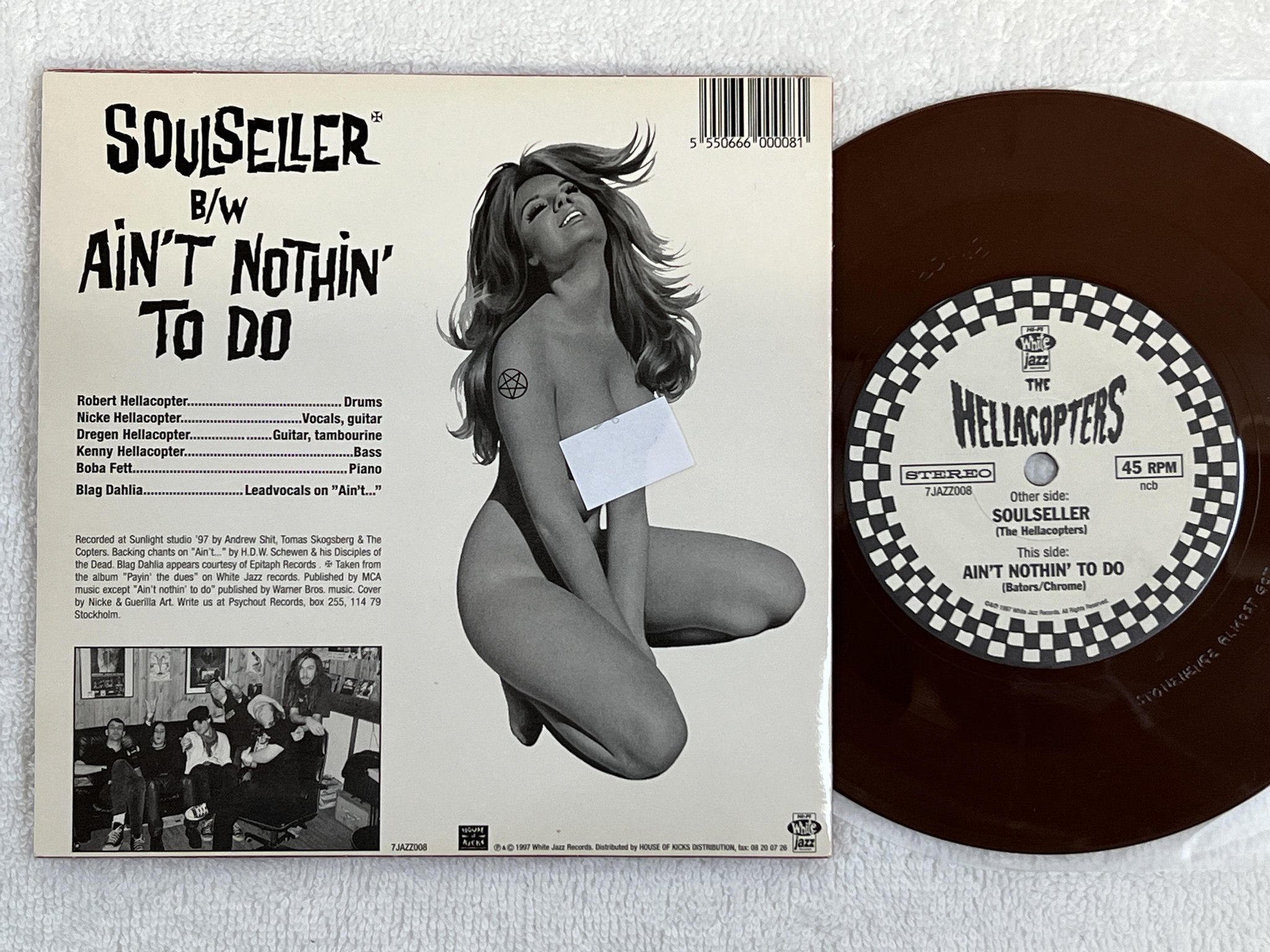 Omslagsbild för skivan THE HELLACOPTERS Soulseller B/W Ain't Nothin' To Do 7" -97 Swe 7JAZZ008