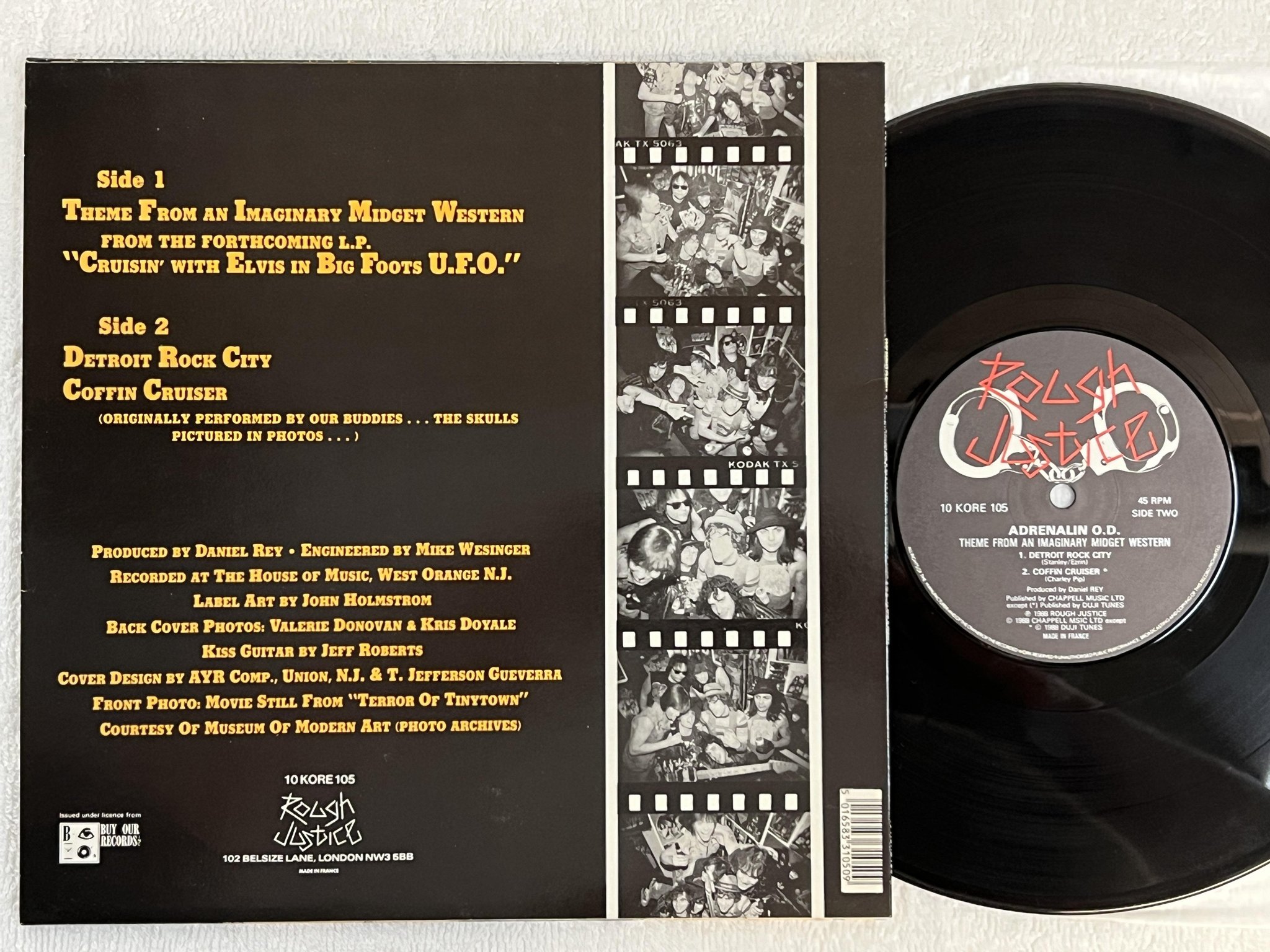 Omslagsbild för skivan ADRENALIN O.D. Theme From An Imaginary Midget Western 10" -88 10 KORE 105