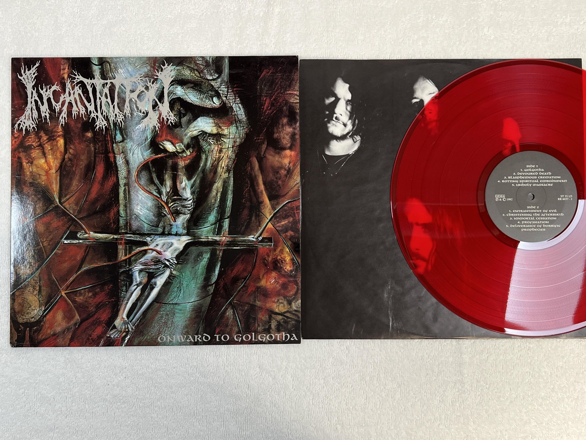 Omslagsbild för skivan INCANTATION Onward To Golgotha LP -92 RELAPSE RR 6037 1 ** RARE DEATH METAL **