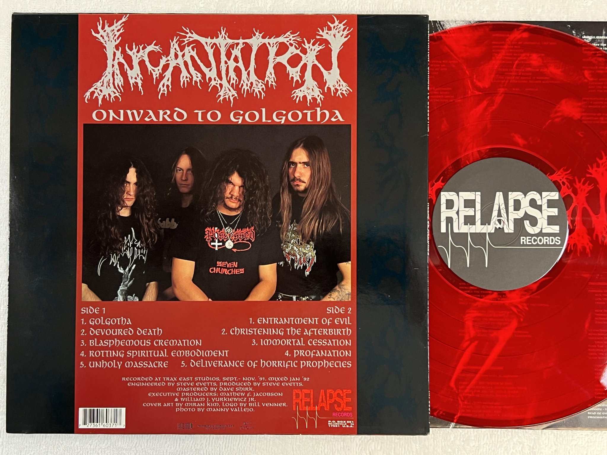 Omslagsbild för skivan INCANTATION Onward To Golgotha LP -92 RELAPSE RR 6037 1 ** RARE DEATH METAL **