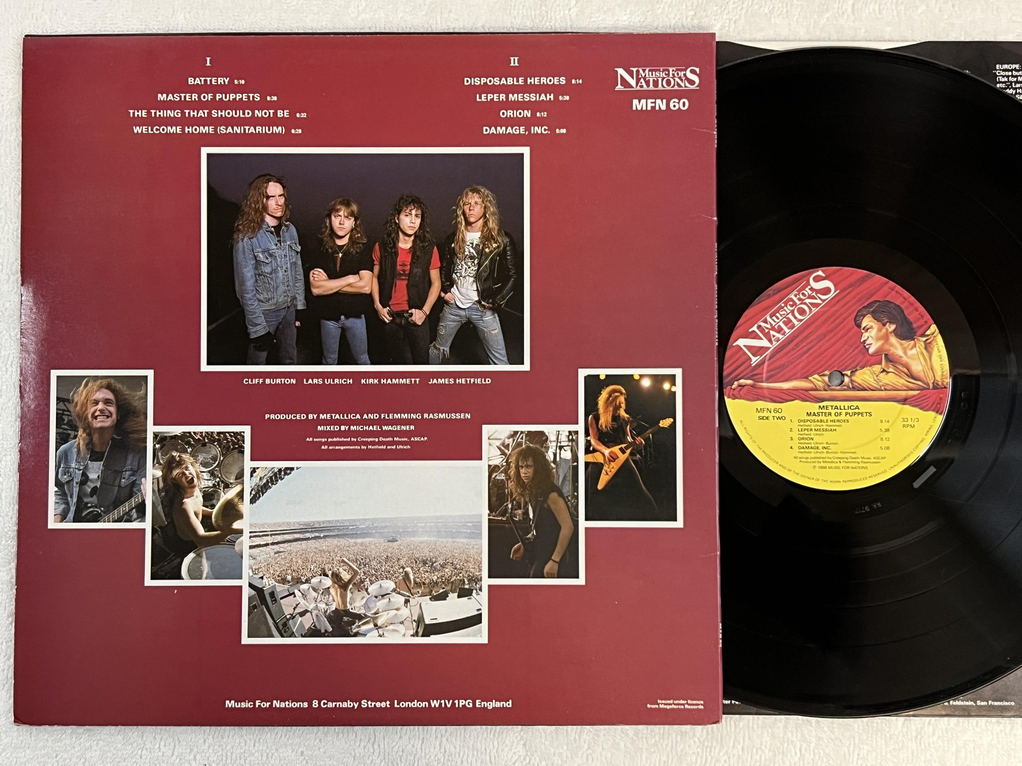 Omslagsbild för skivan METALLICA master of puppets LP -88 MUSIC FOR NATIONS MFN 60