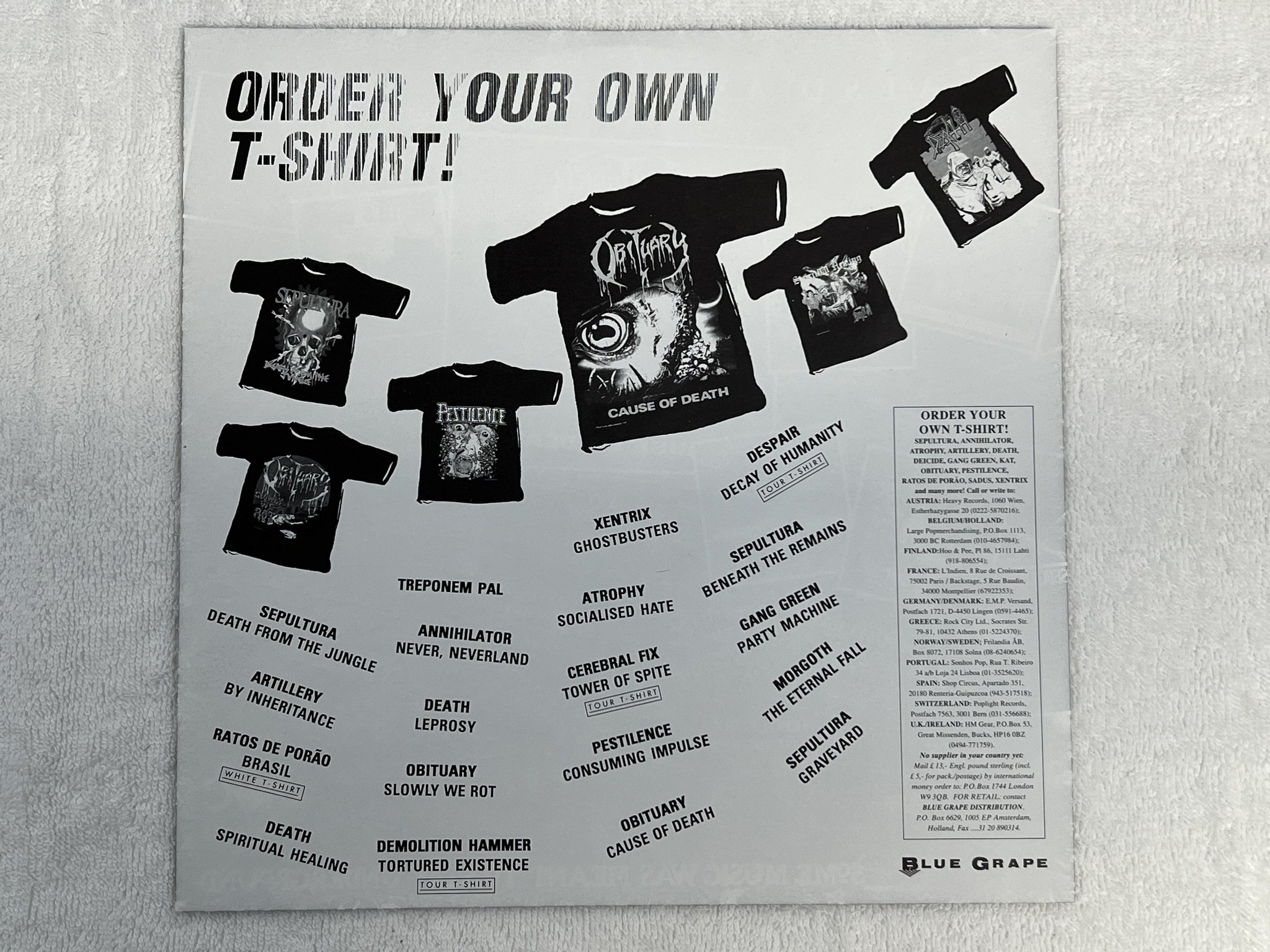 Omslagsbild för skivan OBITUARY Slowly We Rot LP -89 Hol ROADRACER RO 9489-1 ** death metal **