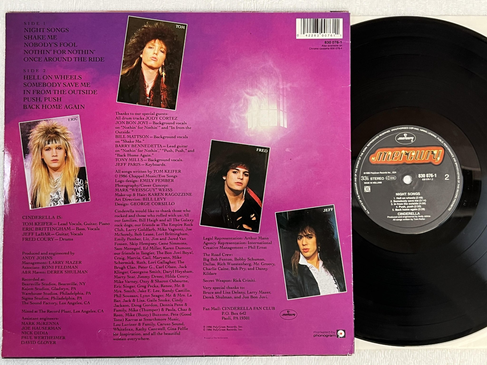 Omslagsbild för skivan CINDERELLA night songs LP -86 Hol MERCURY 830 076-1