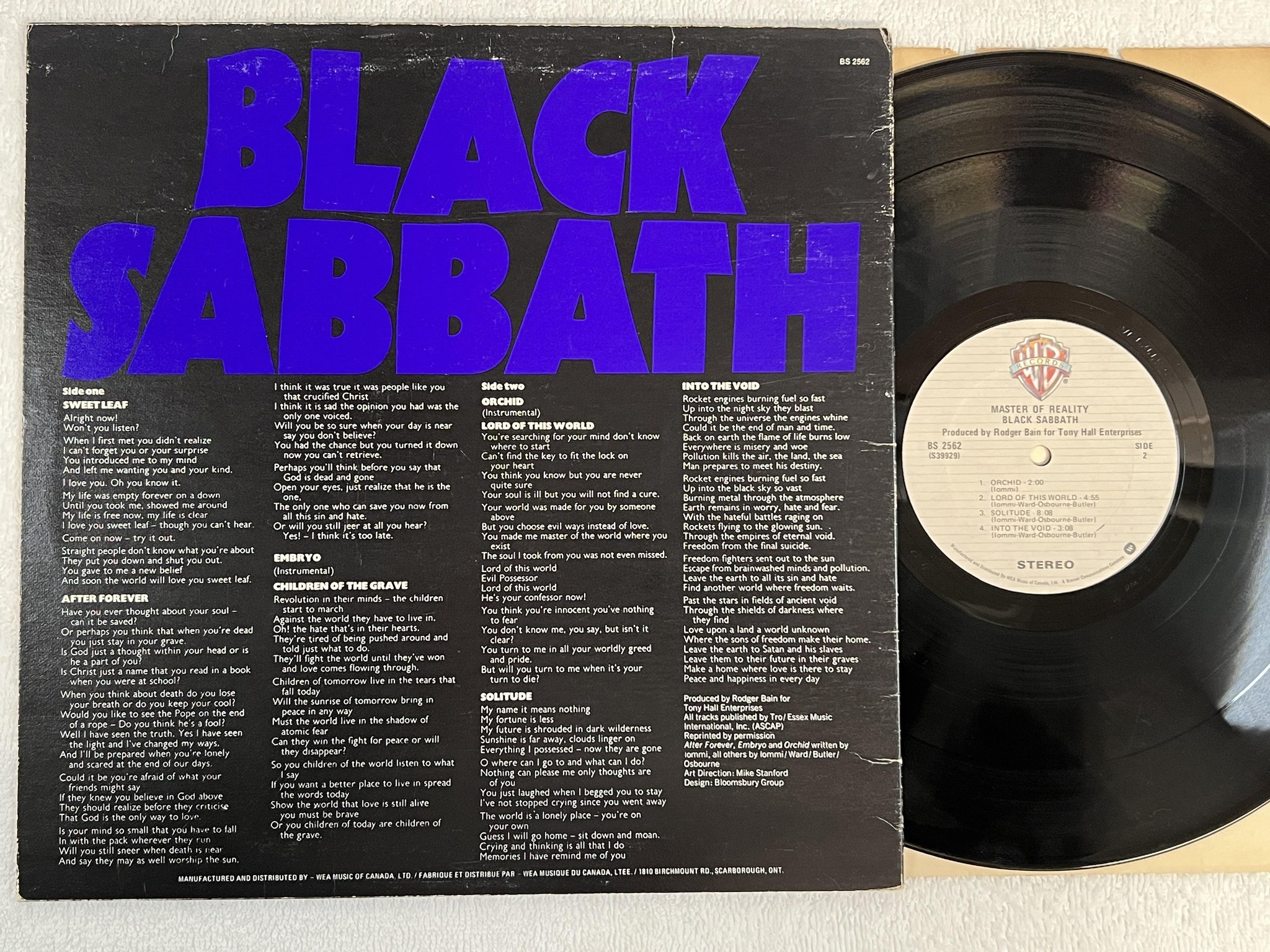 Omslagsbild för skivan BLACK SABBATH master of reality LP re Can WARNER BS 2562