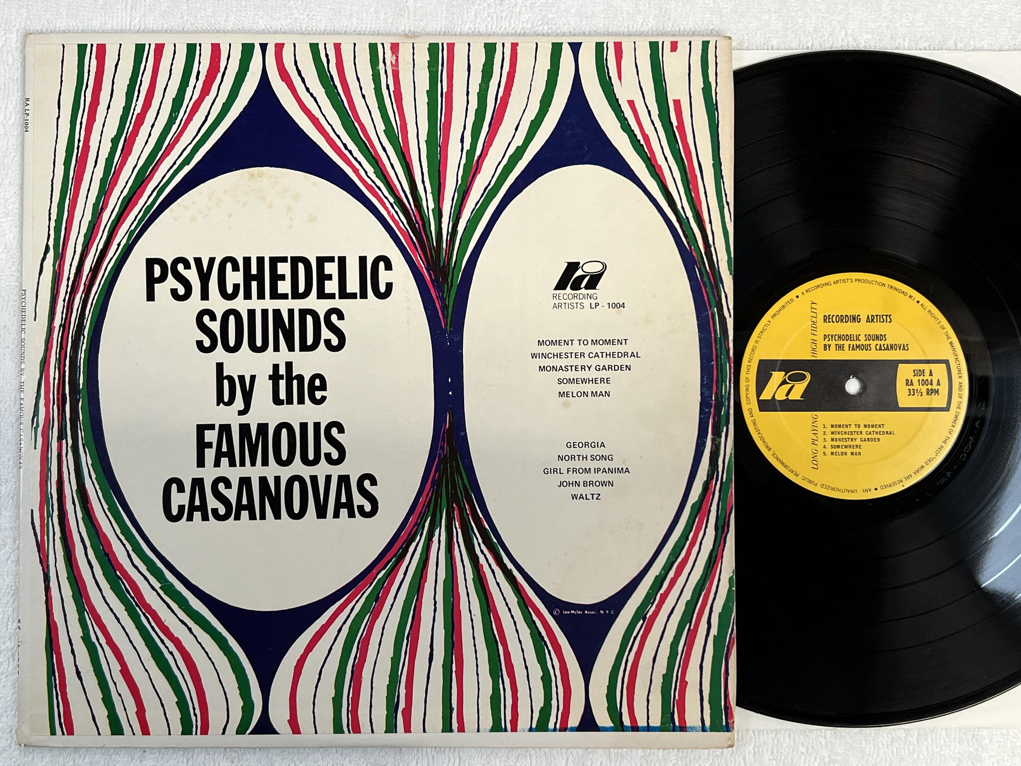 Omslagsbild för skivan THE FAMOUS CASANOVAS Psychedelic Sounds LP -76 TRINADAD RA 1004 ** R A R E **