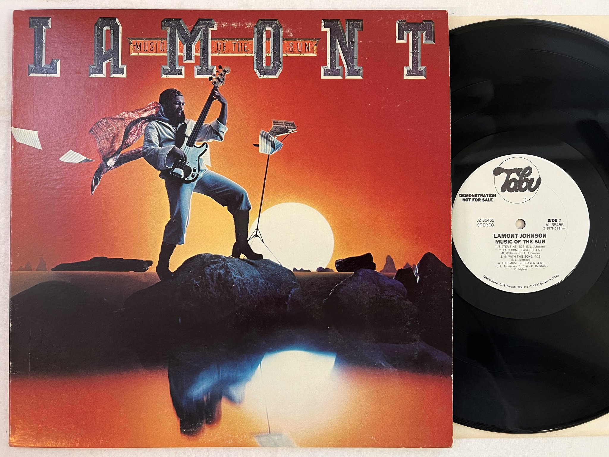 Omslagsbild för skivan LAMONT JOHNSON music of the sun LP -78 TABU JZ 35455 ** promo / soul **