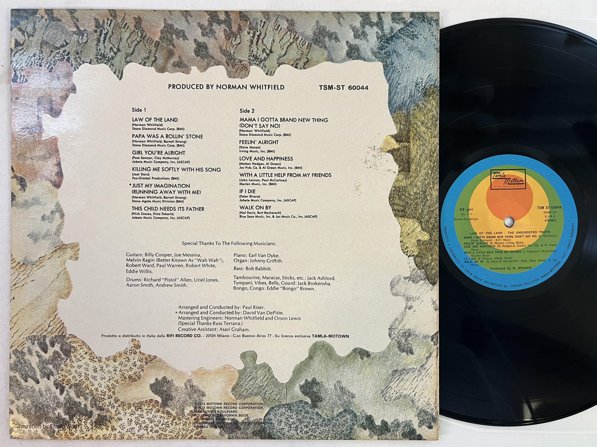 Omslagsbild för skivan UNDISPUTED TRUTH law of the land LP -73 Ita TAMLA MOTOWN TSM ST 60044