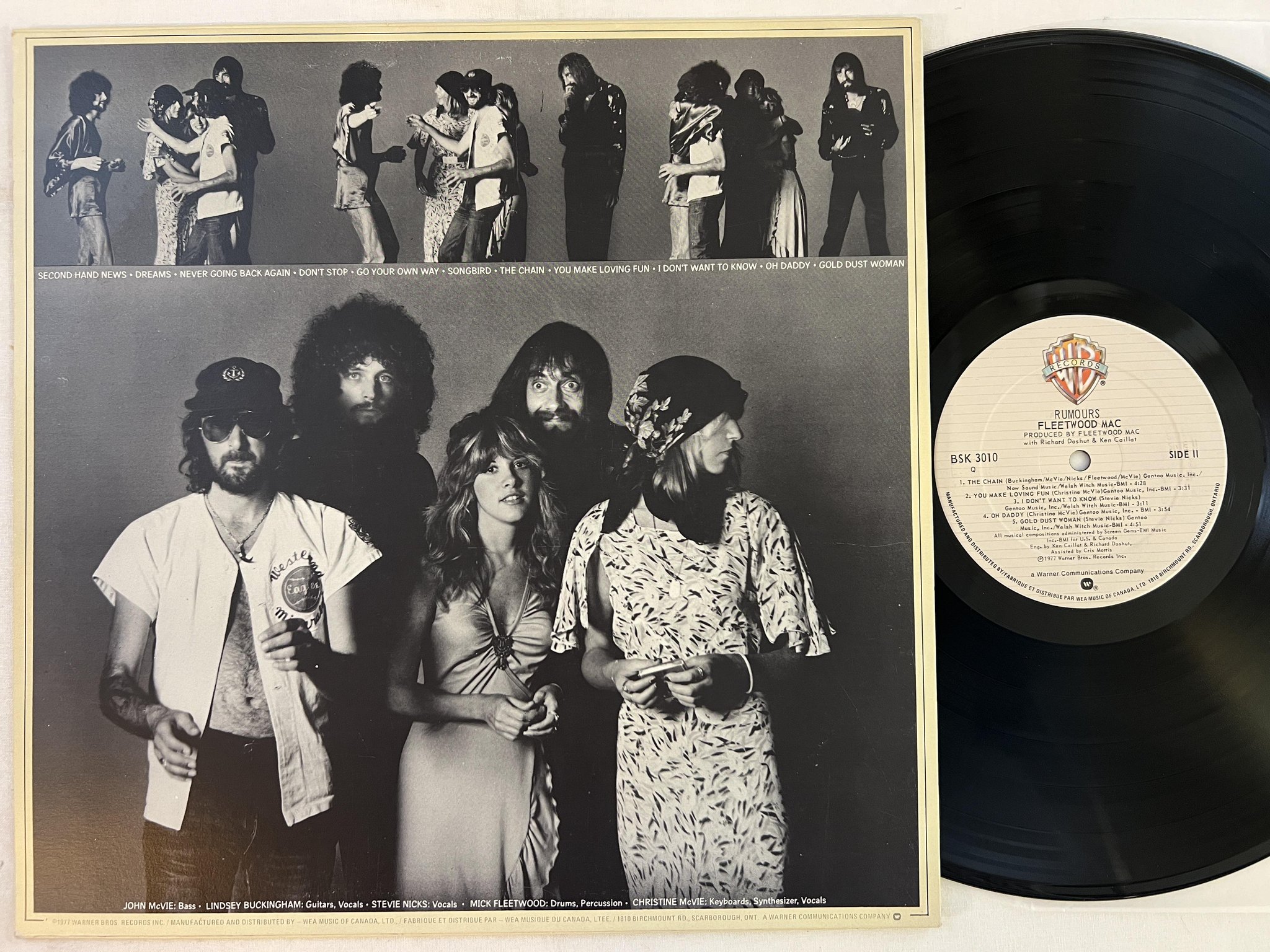Omslagsbild för skivan FLEETWOOD MAC rumours LP -77 Can WARNER BSK 3010