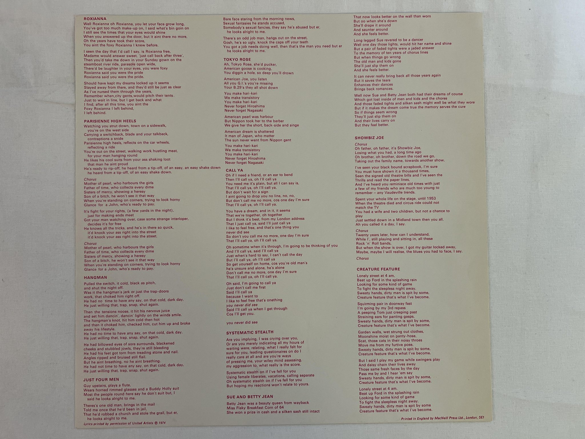 Omslagsbild för skivan CHAPMAN * WHITNEY streetwalkers LP -74 UK REPRISE K 54017 ** blues rock **