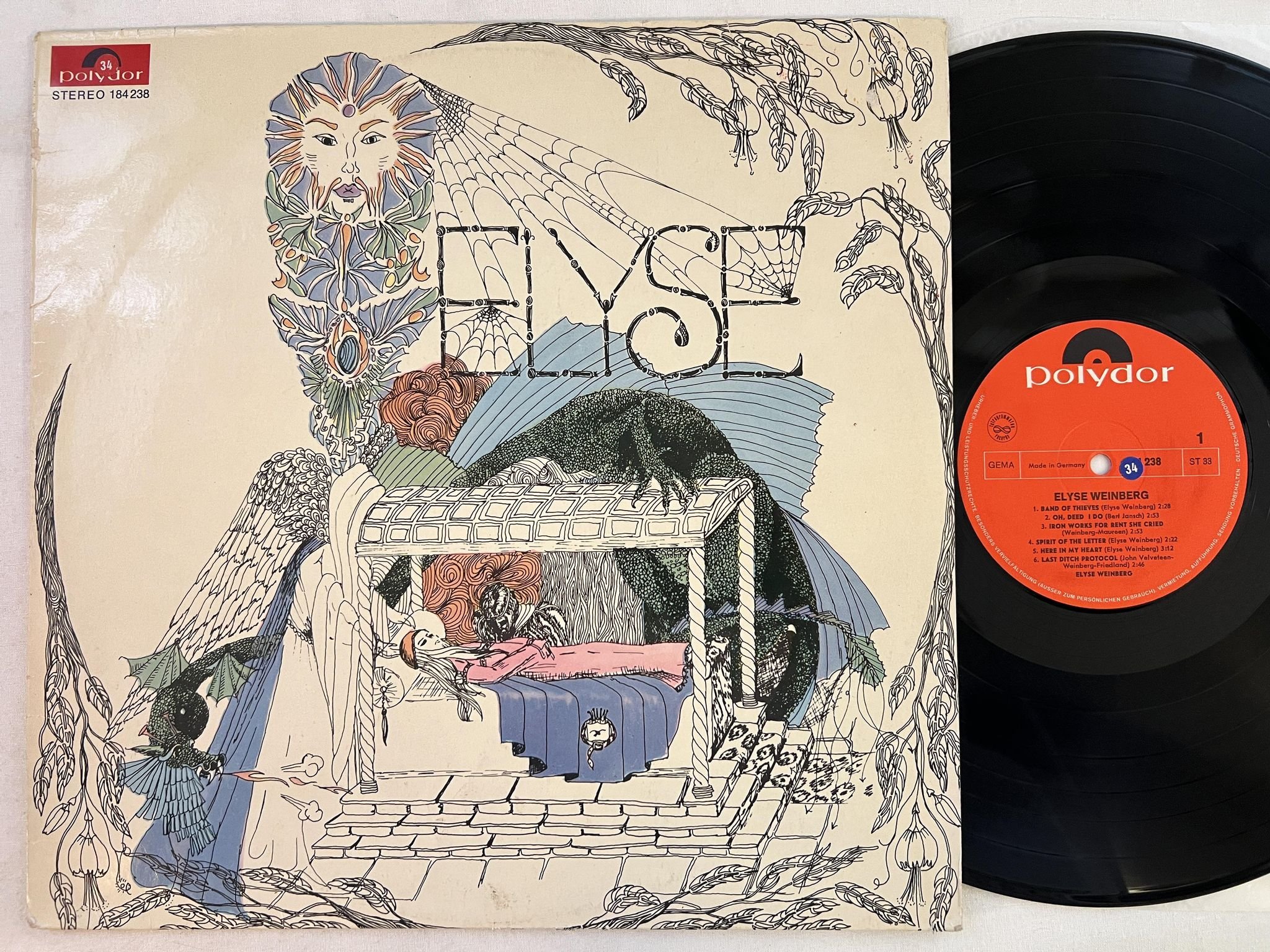 Omslagsbild för skivan ELYSE WEINBERG Elyse LP Ger POLYDOR 184 238 *** folk psych ***