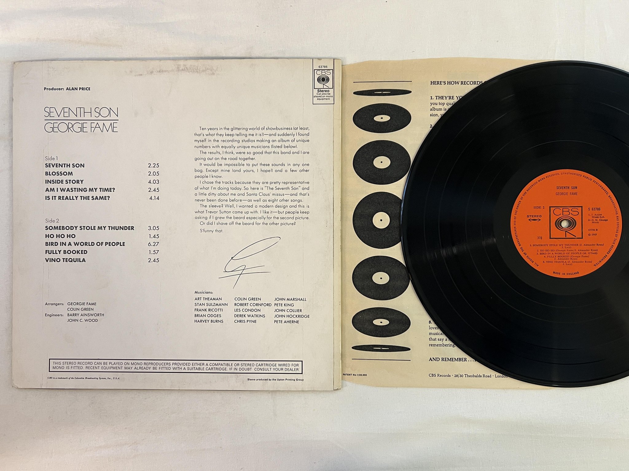 Omslagsbild för skivan GEORGIE FAME seventh son LP -69 UK CBS S 63786