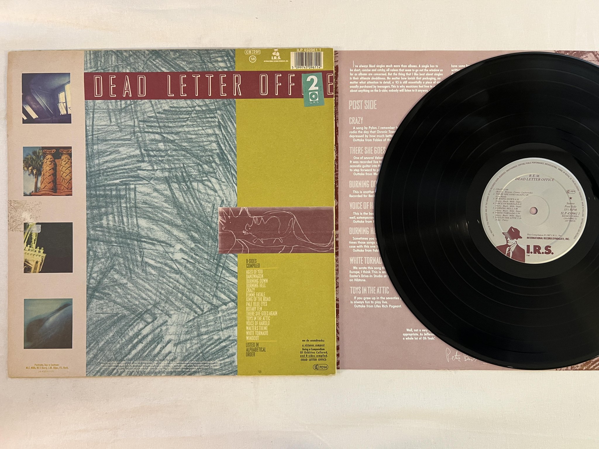Omslagsbild för skivan R.E.M. dead letter office LP -87 Hol I.R.S. ILP 450961 1