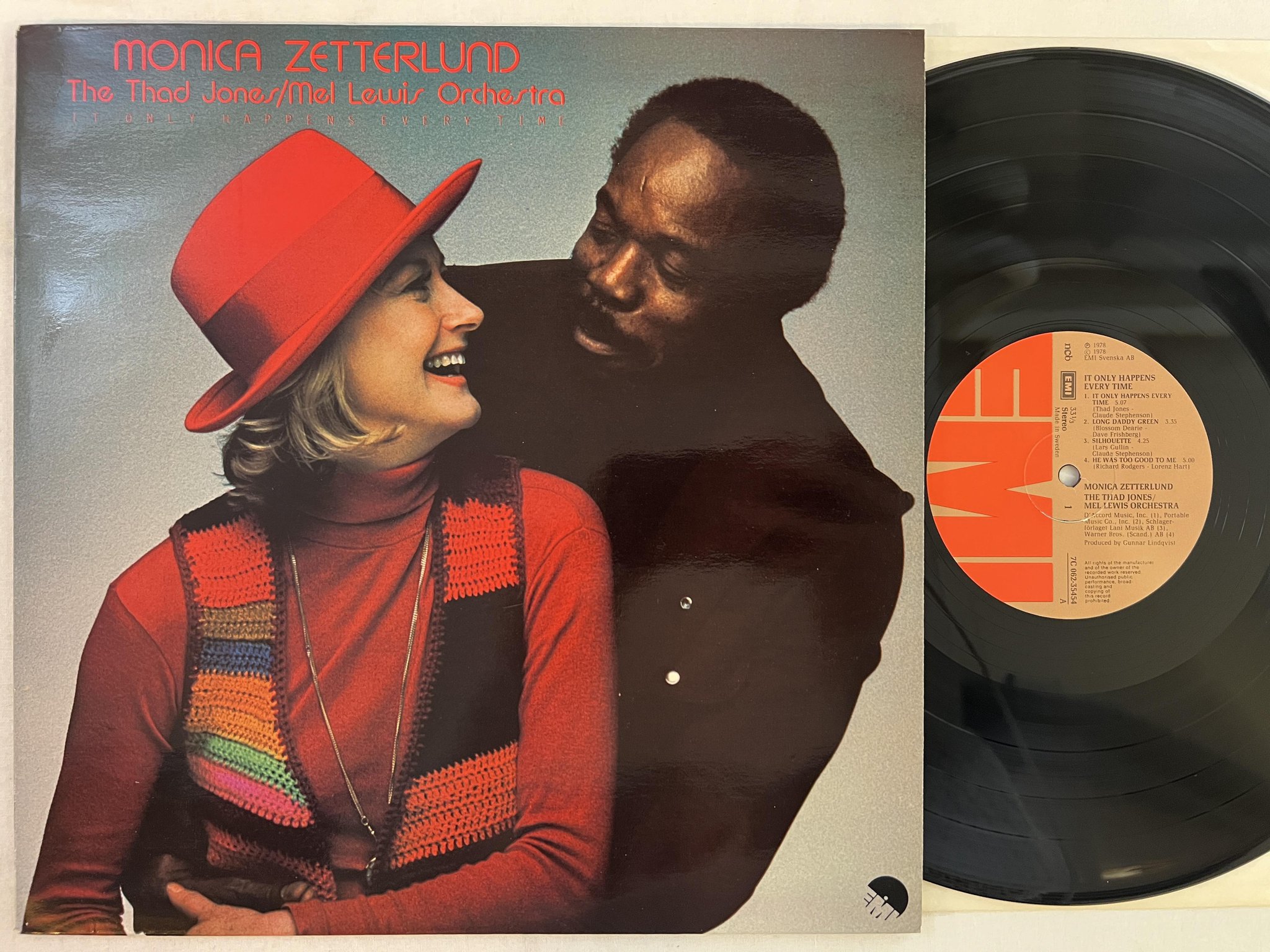 Omslagsbild för skivan MONICA ZETTERLUND & THAD JONES it only happens every time LP 78 EMI 7C 062-35454