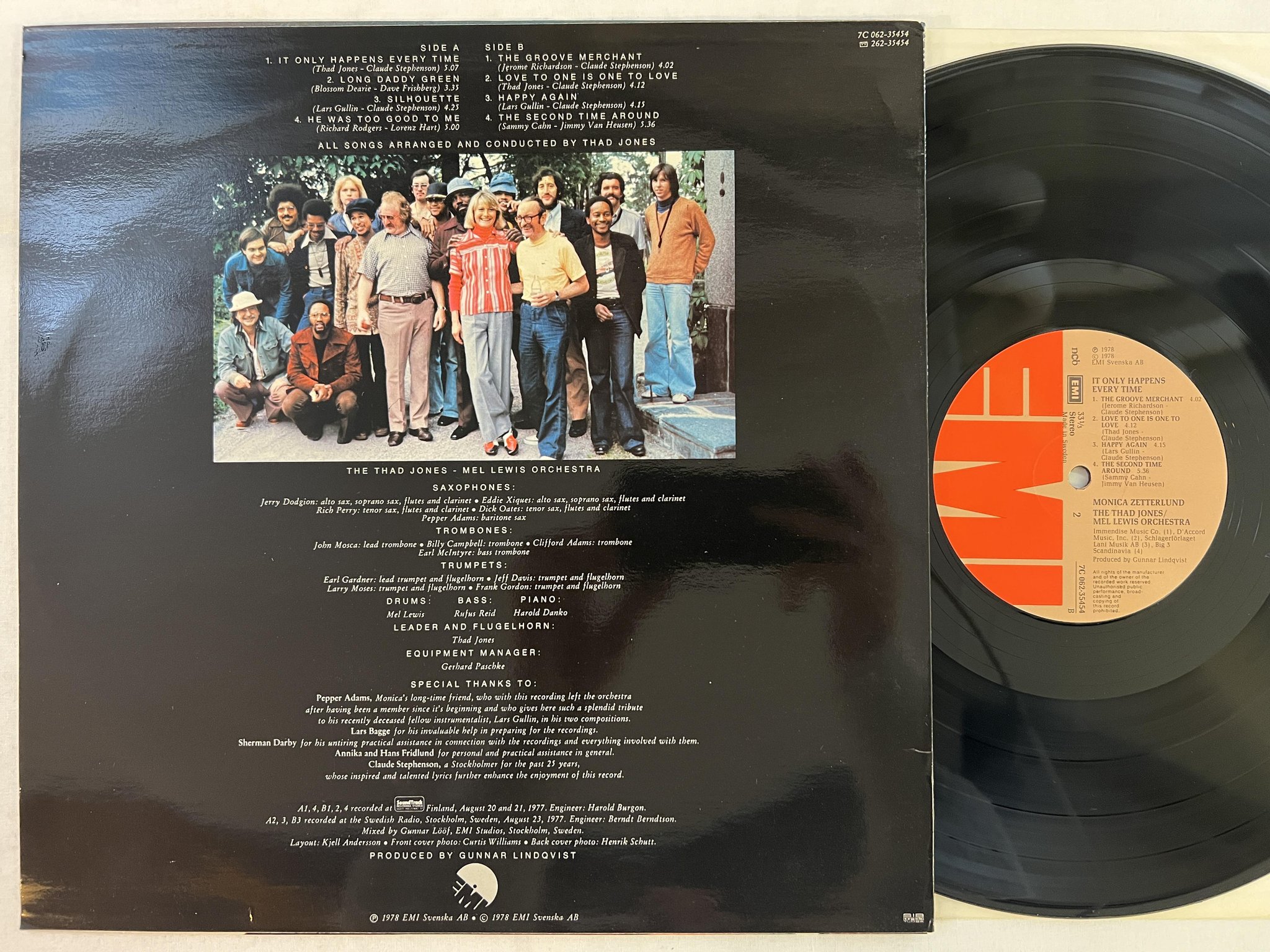 Omslagsbild för skivan MONICA ZETTERLUND & THAD JONES it only happens every time LP 78 EMI 7C 062-35454