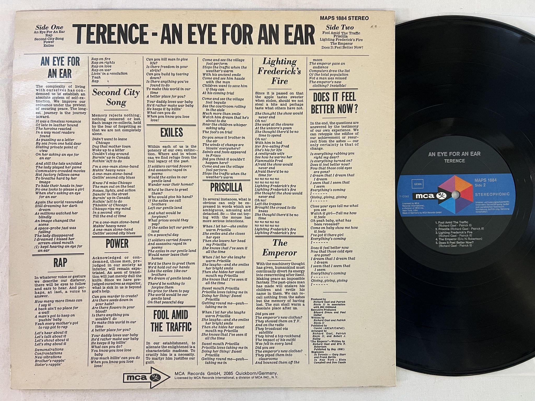 Omslagsbild för skivan TERENCE An Eye For An Ear LP -69 Ger MCA MAPS 1884