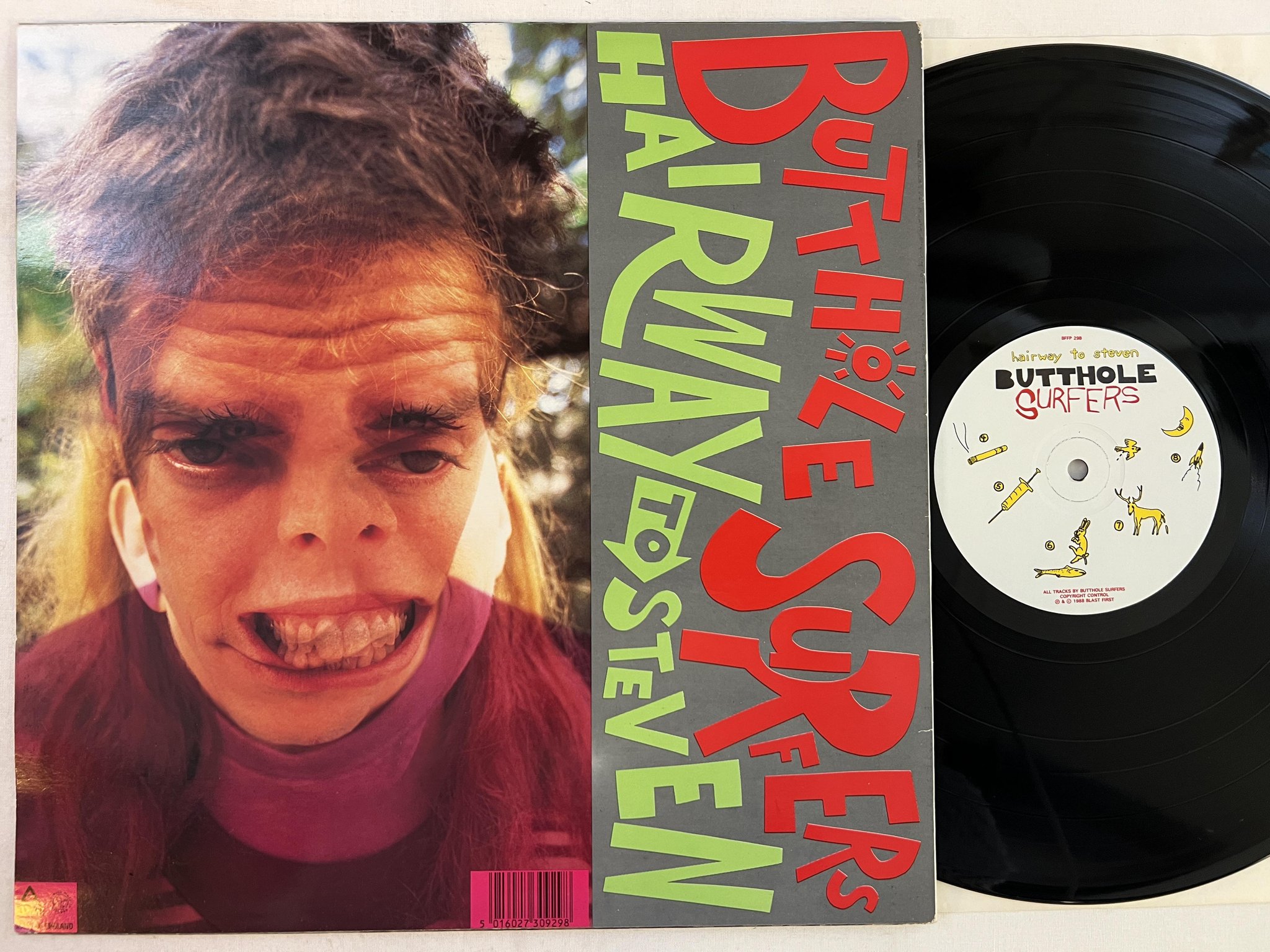 Omslagsbild för skivan BUTTHOLE SURFERS Hairway To Steven LP -88 UK blast first bffp 29
