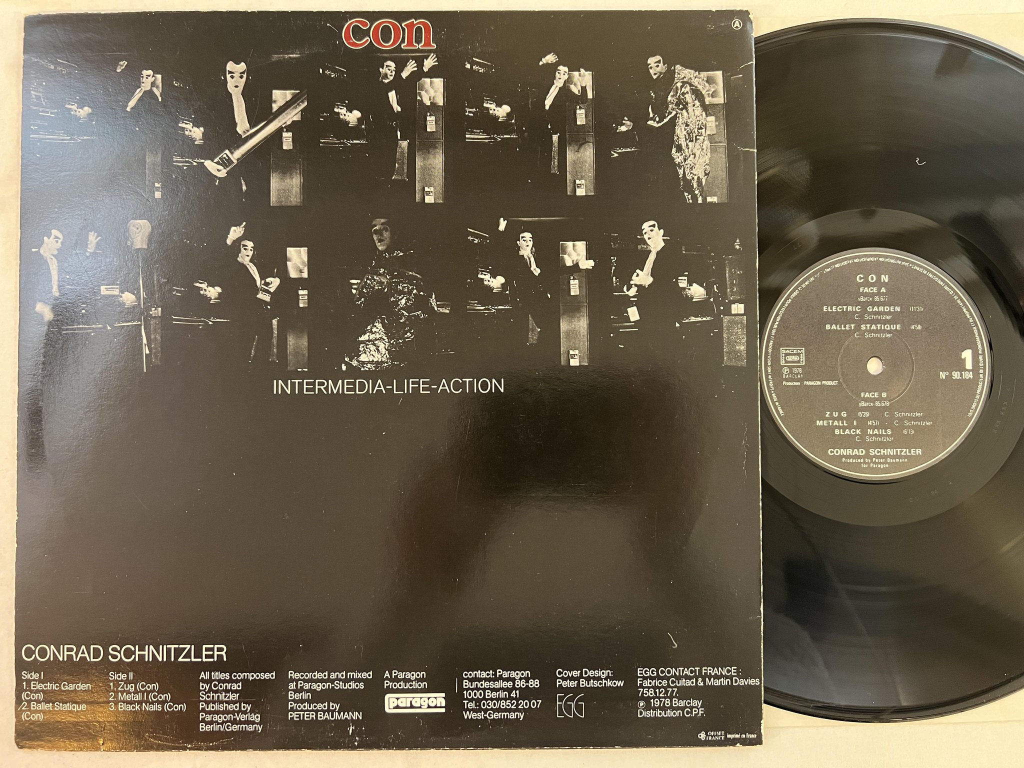 Omslagsbild för skivan CONRAD SCHNITZLER con LP -78 Fra EGG 90 184 electronic EXPERIMENTAL