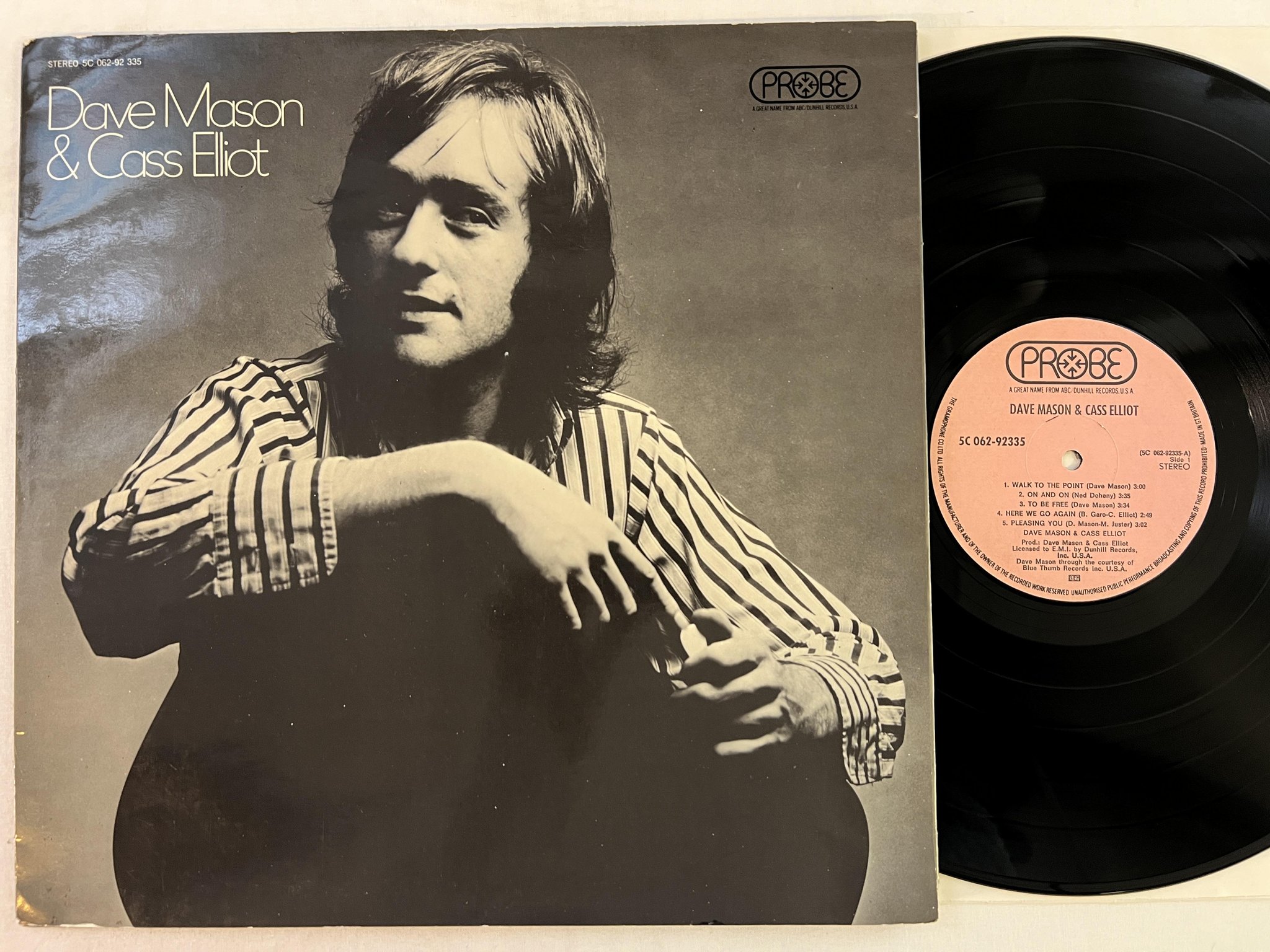 Omslagsbild för skivan DAVE MASON & CASS ELLIOT s/t LP -71 UK PROBE 5C 062-92335