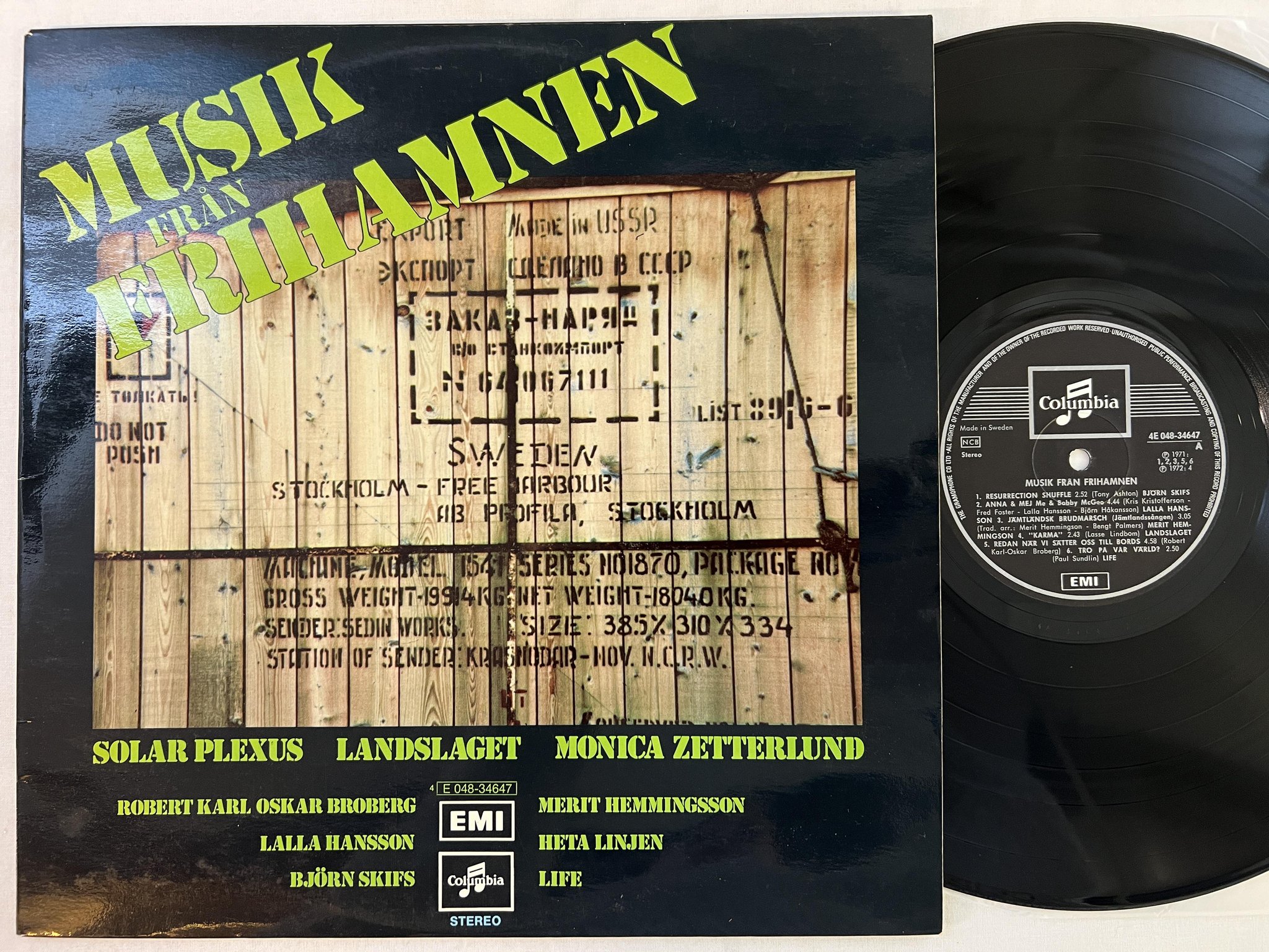 Omslagsbild för skivan V/A musik från Frihamnen LP -72 Swe COLUMBIA 4E 048-34647