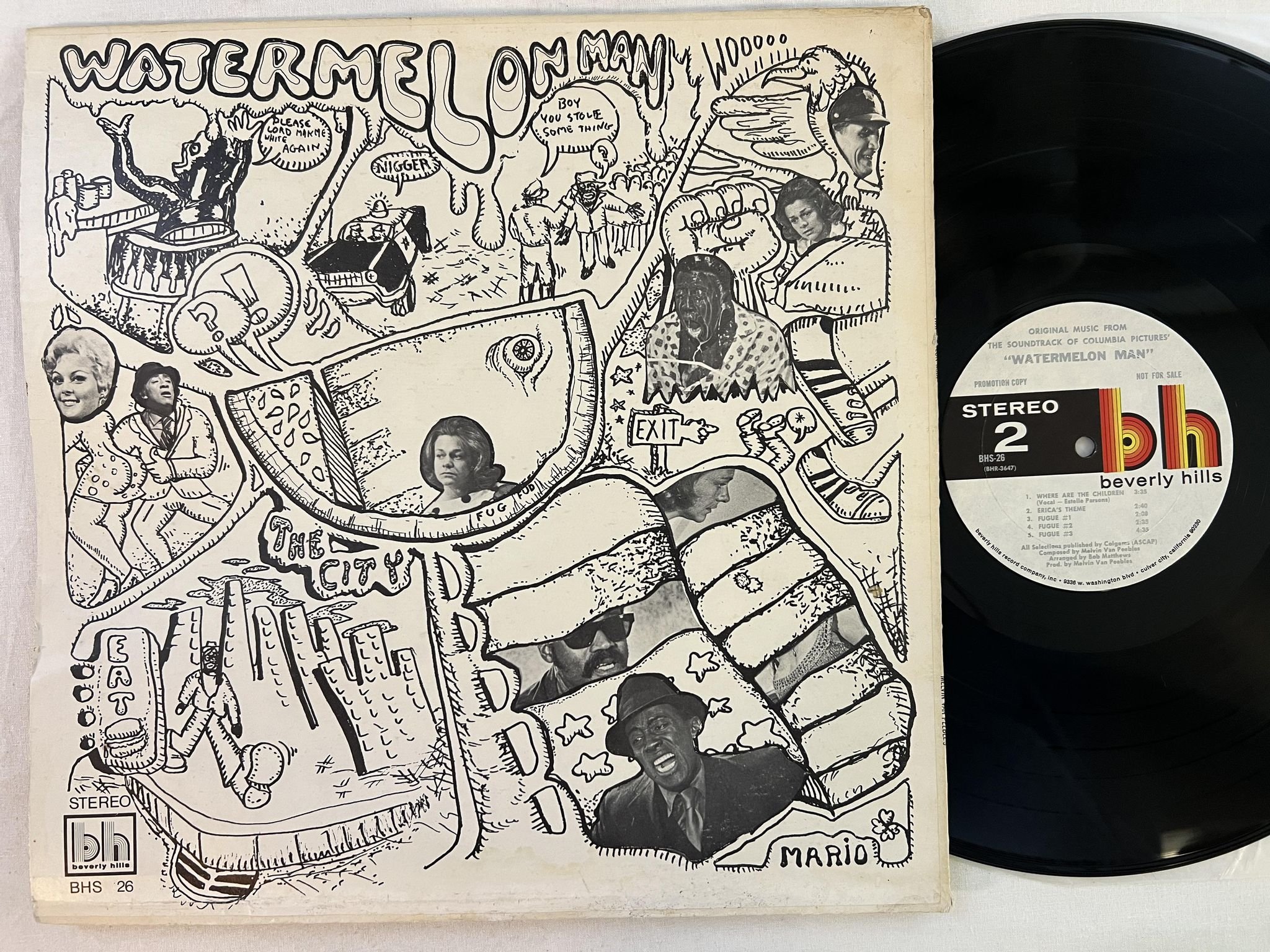 Omslagsbild för skivan MELVIN VAN PEEBLES watermelon man LP -70 US BEVERLY HILLS BHS 26 ** promo **
