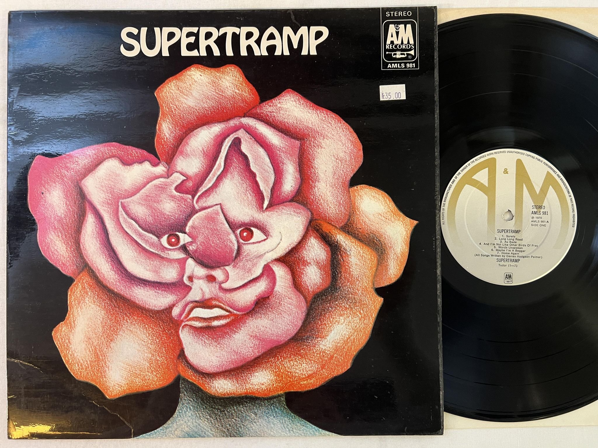 Omslagsbild för skivan SUPERTRAMP s/t LP -70 UK A&M AMLS 981