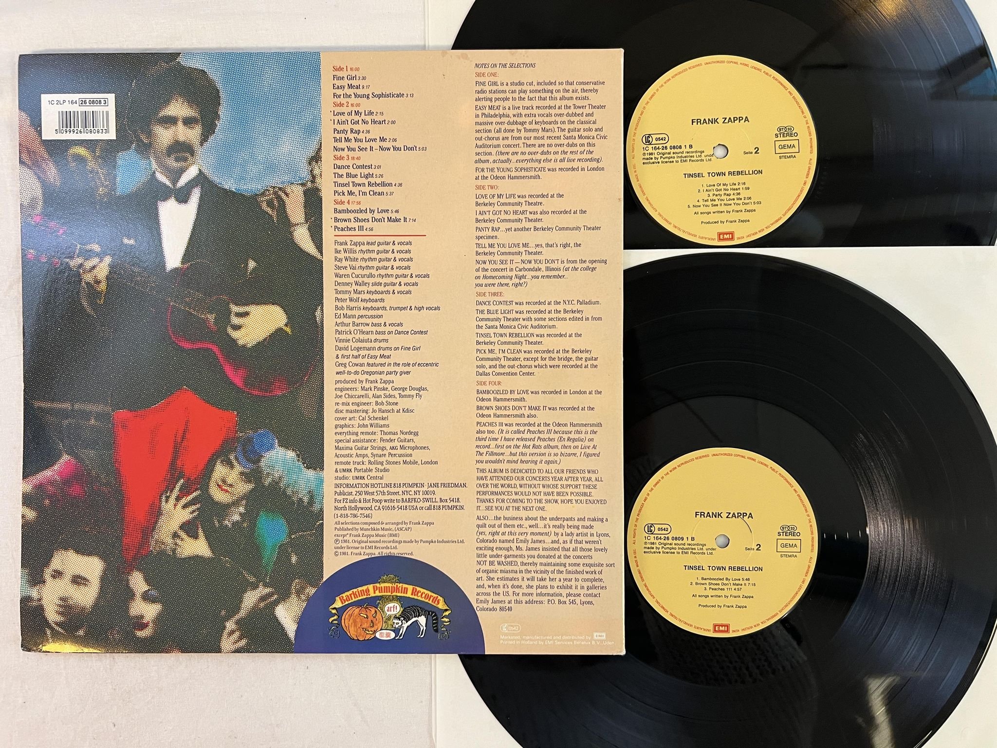 Omslagsbild för skivan FRANK ZAPPA tinsel town rebellion LP -81 Ger EMI 1C 164-2608091
