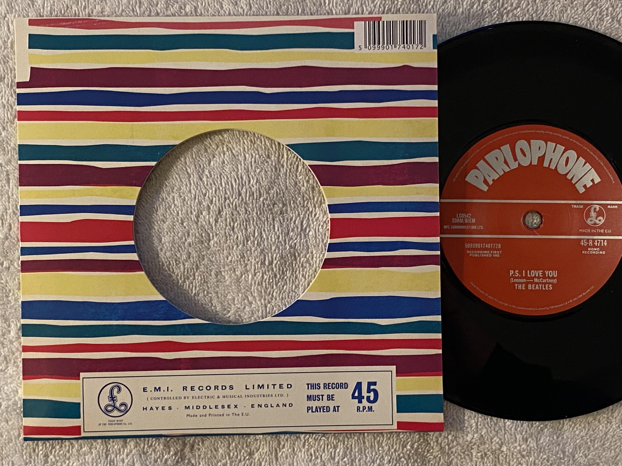 Omslagsbild för skivan THE BEATLES p.s. I love you 7" re PARLOPHONE 5099901740172