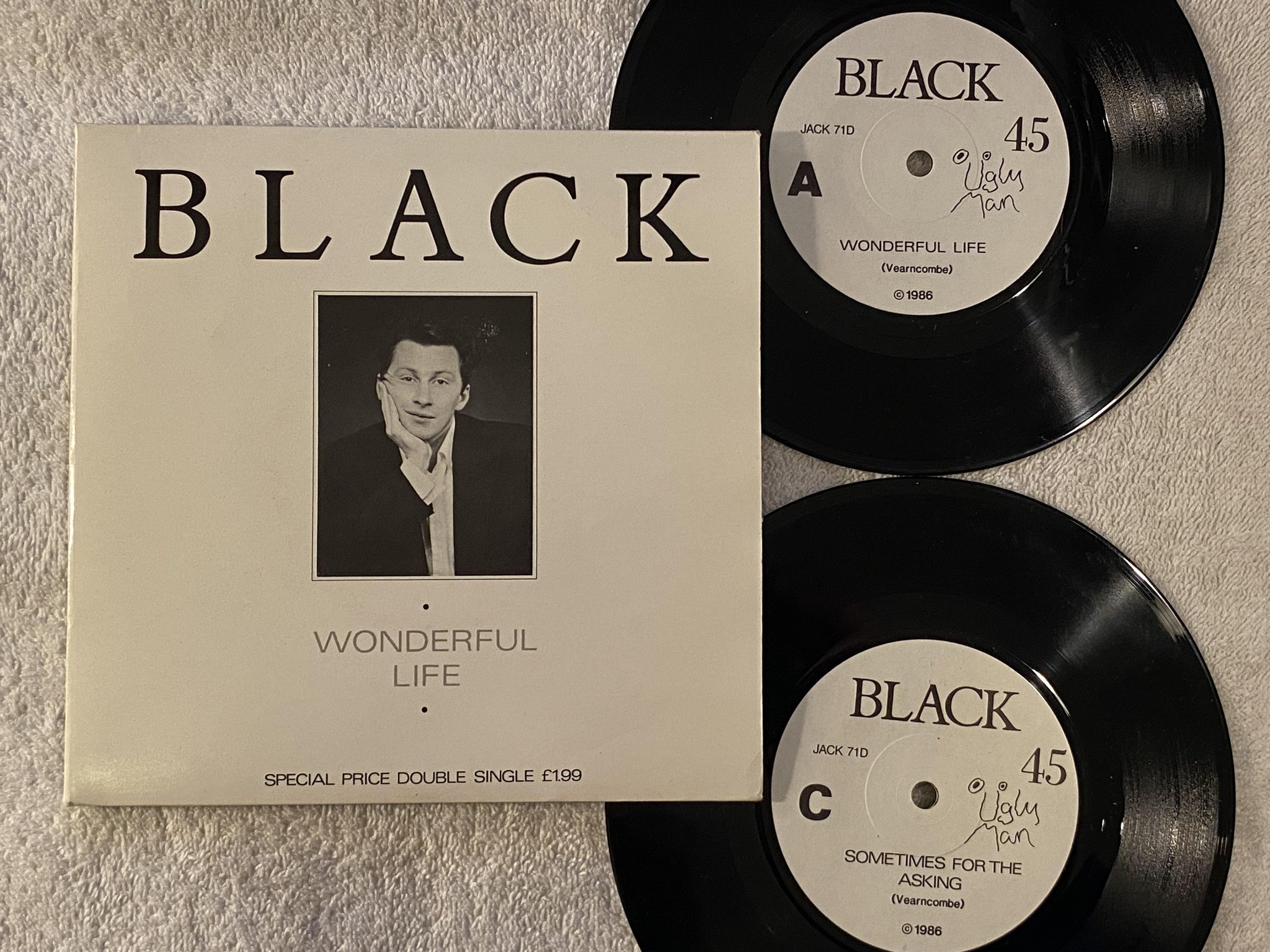Omslagsbild för skivan BLACK wonderful life 2x7"single -86 UGLY MAN JACK 71D