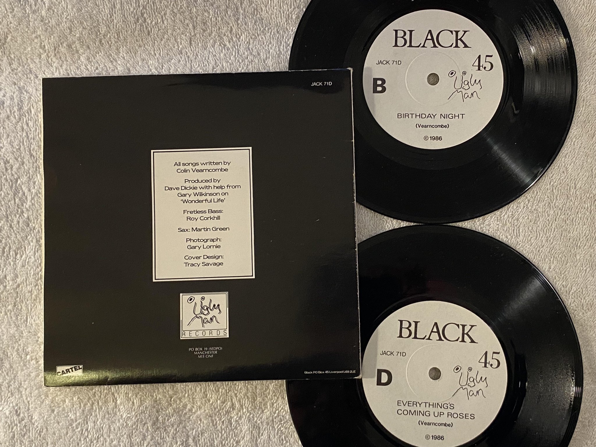 Omslagsbild för skivan BLACK wonderful life 2x7"single -86 UGLY MAN JACK 71D